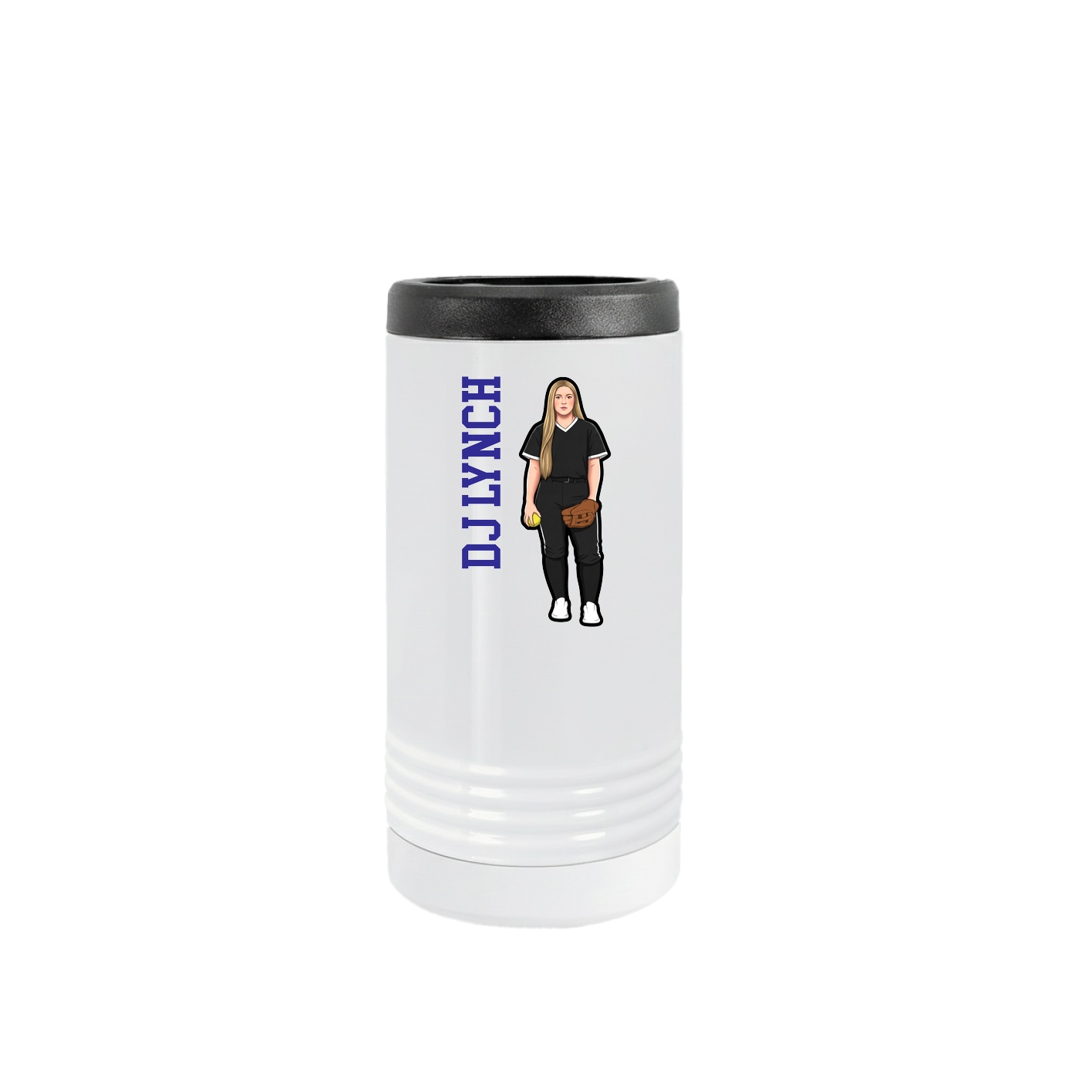 Slim Beverage Holder — Name Vertical in White