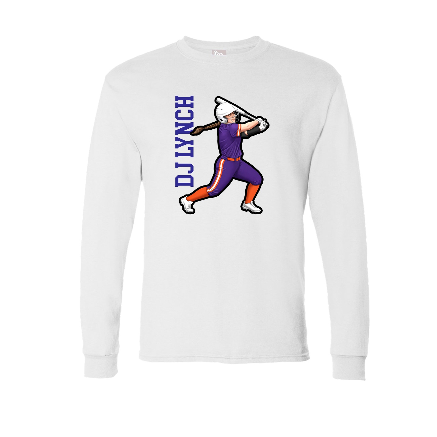 Long Sleeve Tee — Name Vertical in White