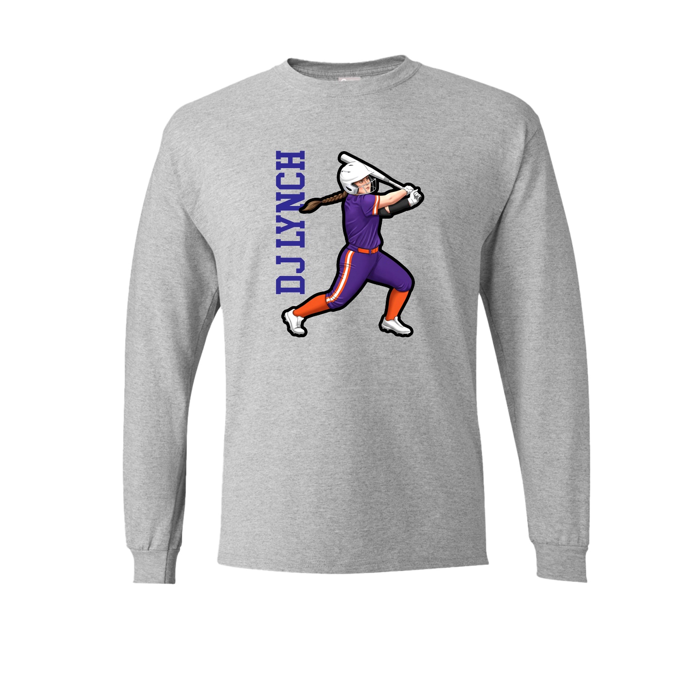 Long Sleeve Tee — Name Vertical in Grey