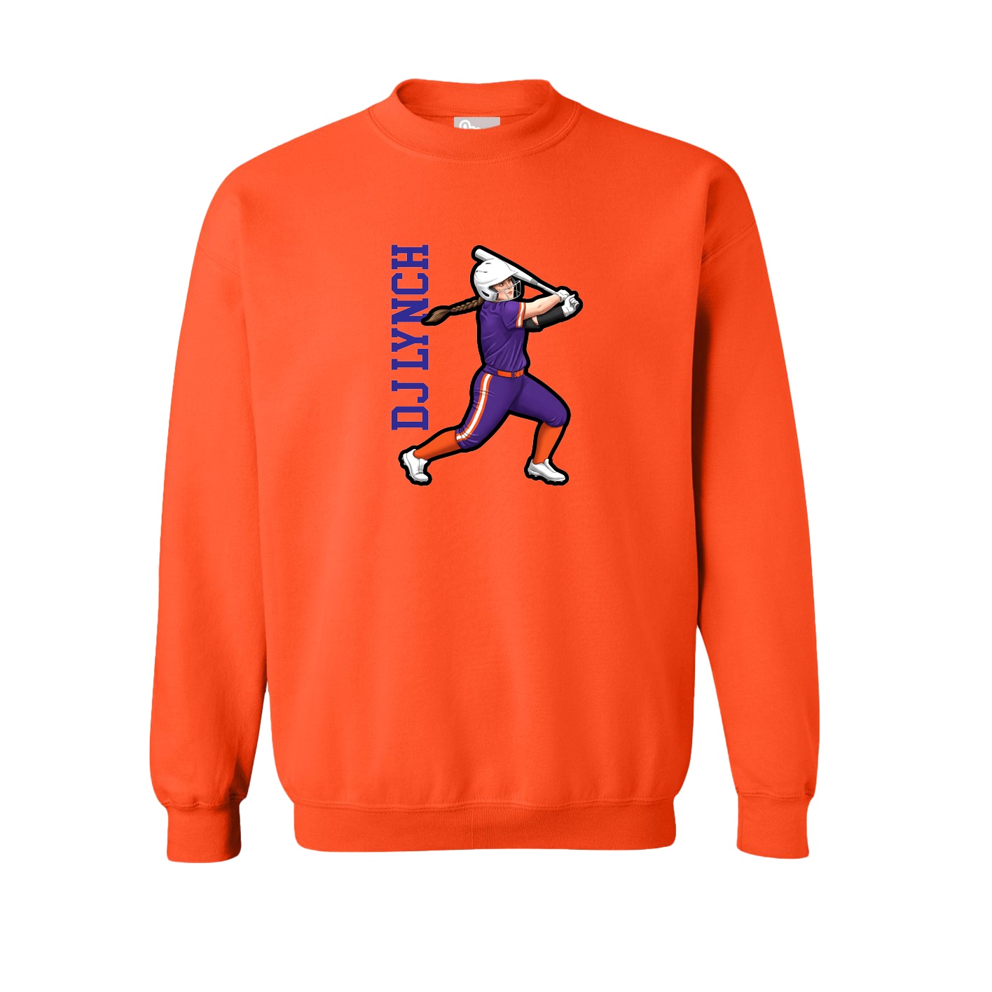 Fleece Crew — Name Vertical in Orange