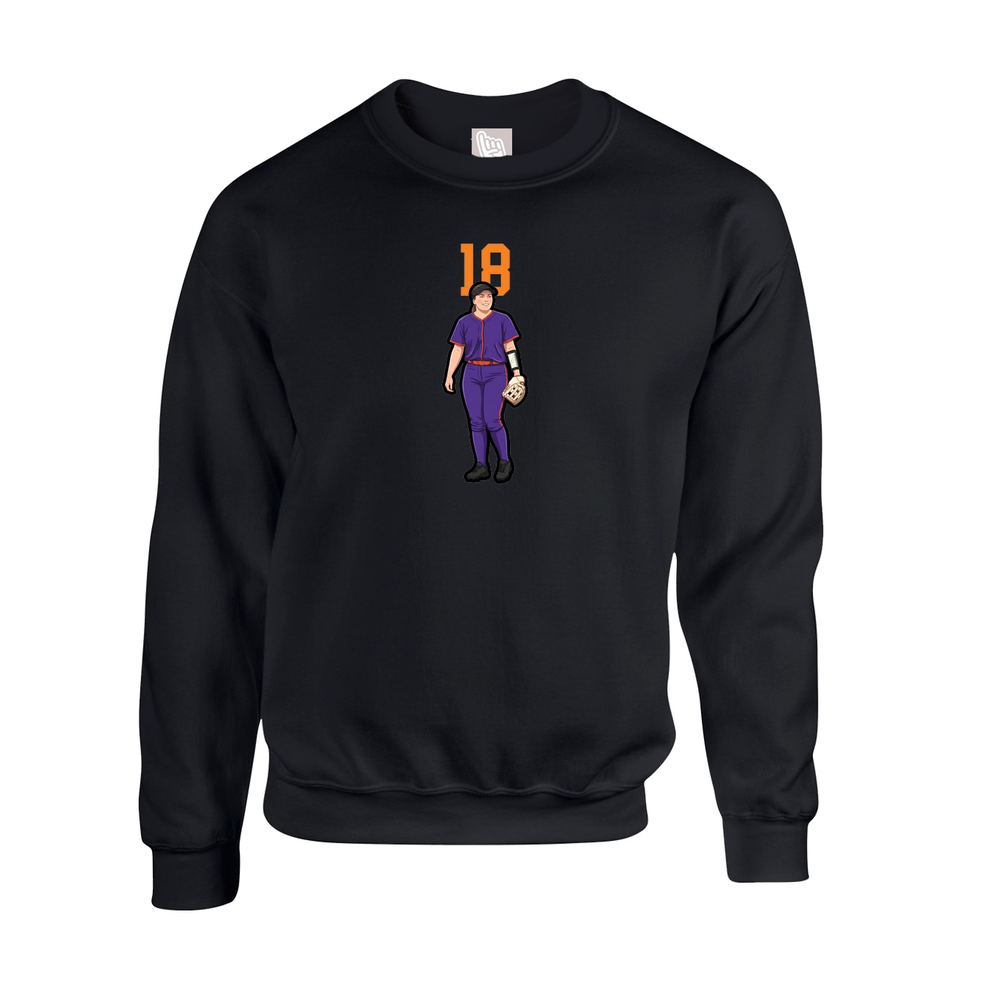 Fleece Crew — Number Top in Black