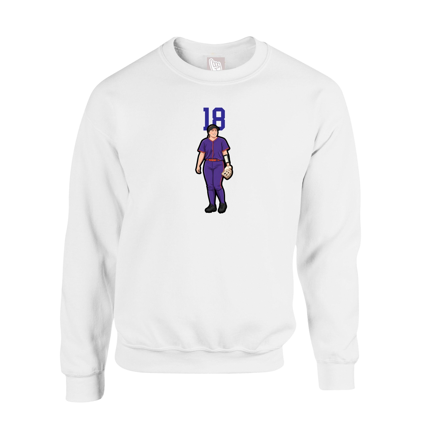 Fleece Crew — Number Top in White