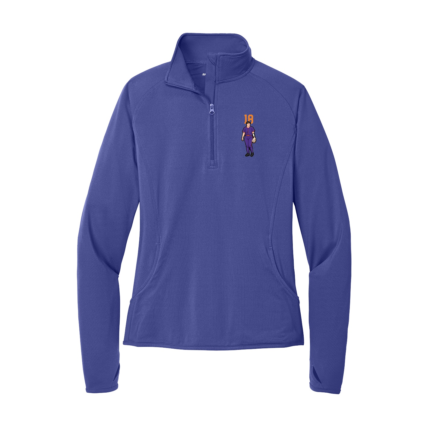 Women's Q-Zip Pullover — Number Top in Purple