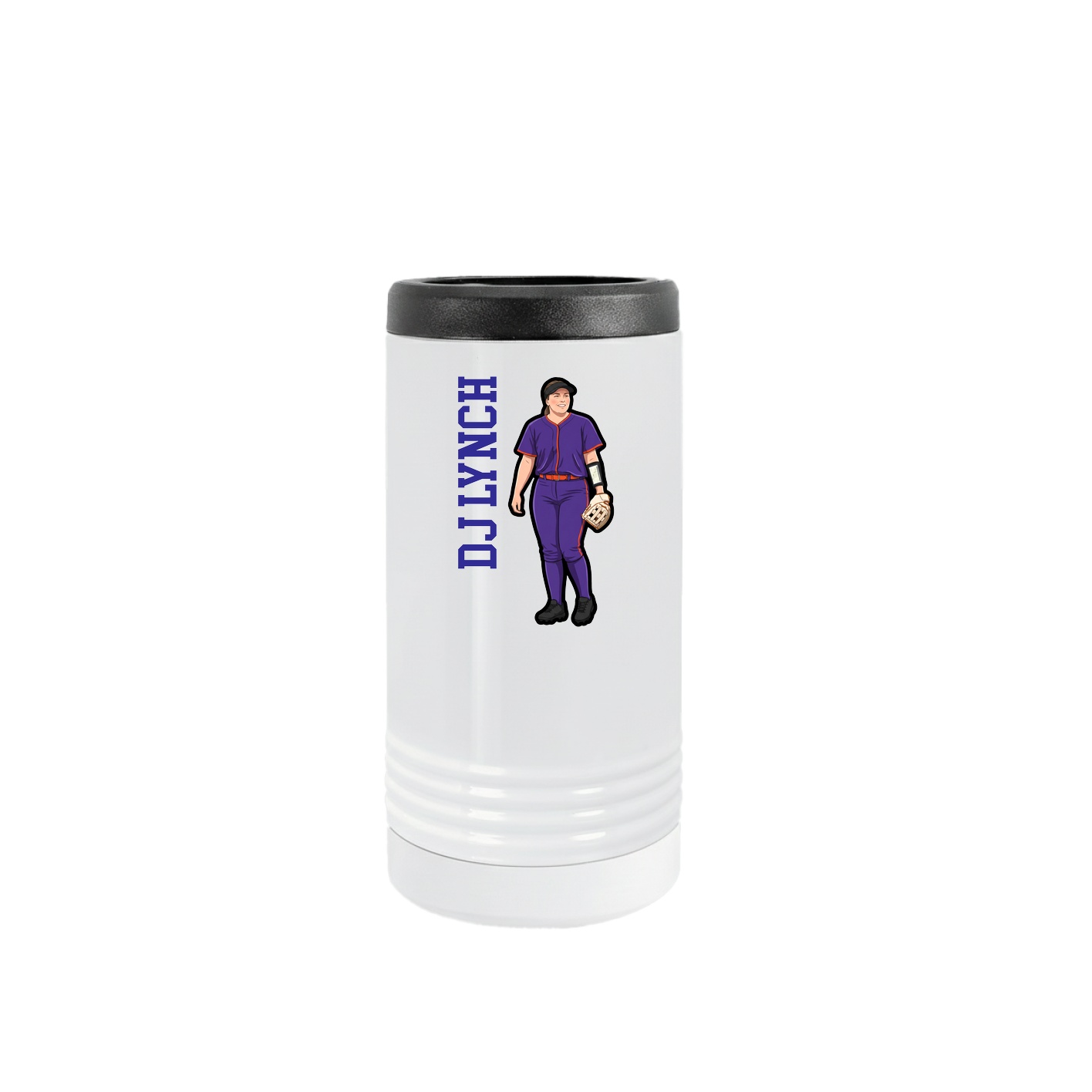 Slim Beverage Holder — Name Vertical in White