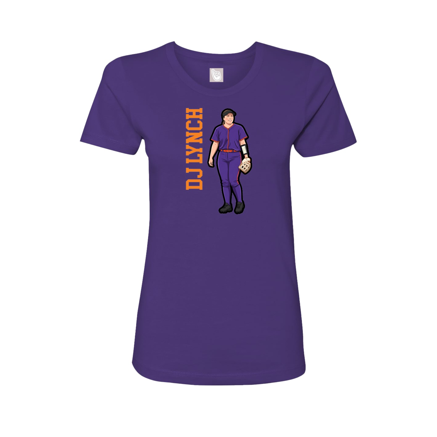 Womens Tee — Name Vertical in Purple
