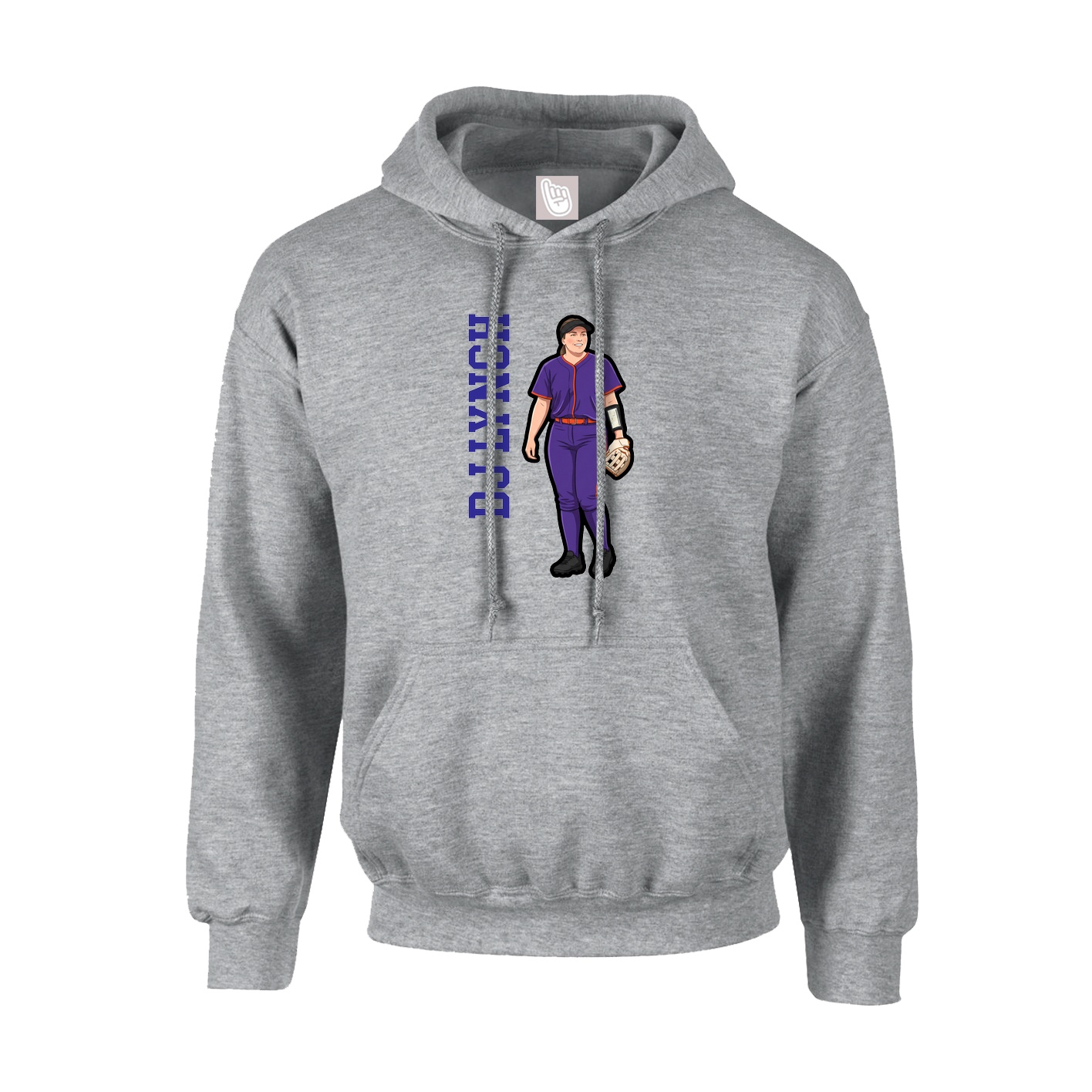 Hoodie — Name Vertical in Grey