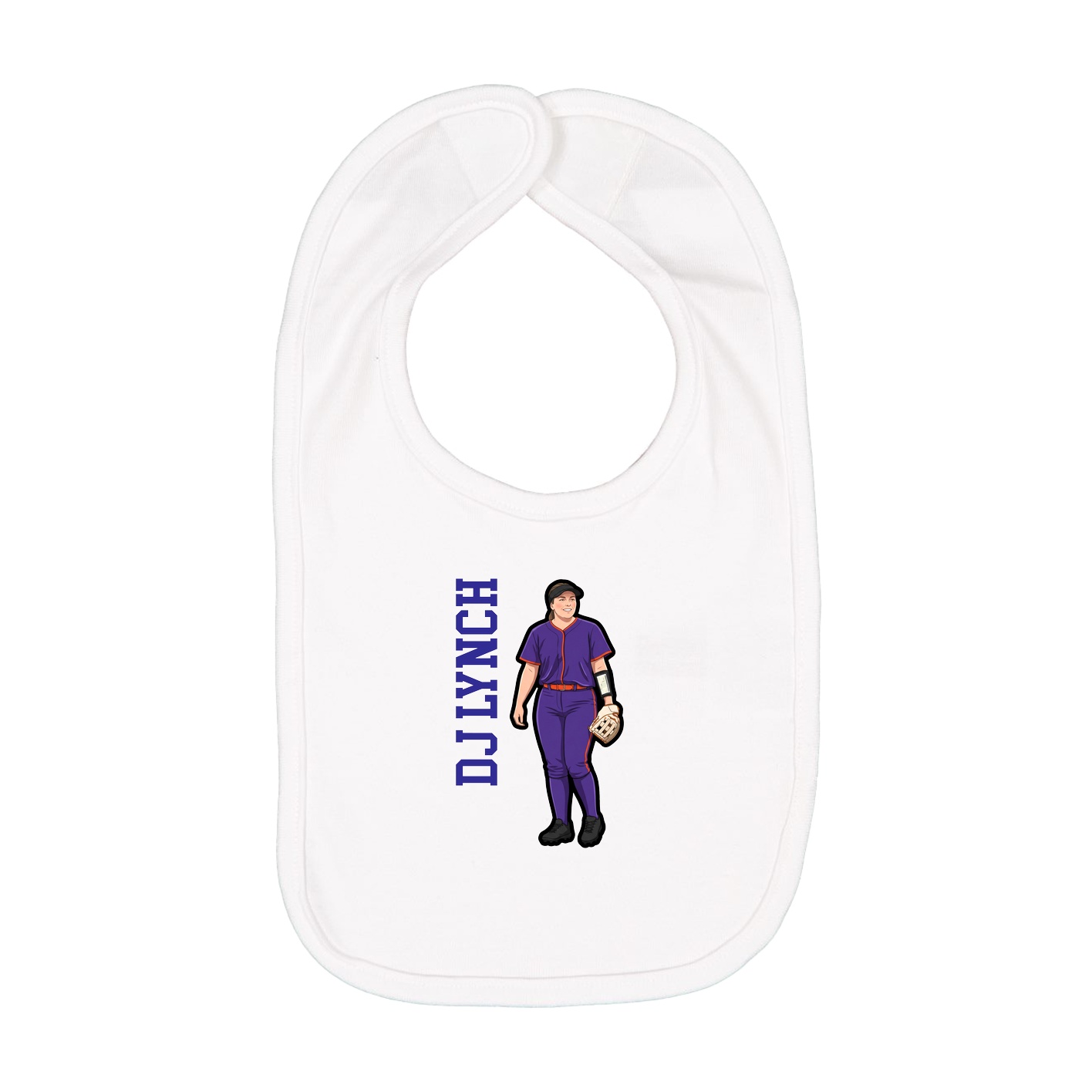 Infant Bib — Name Vertical in White