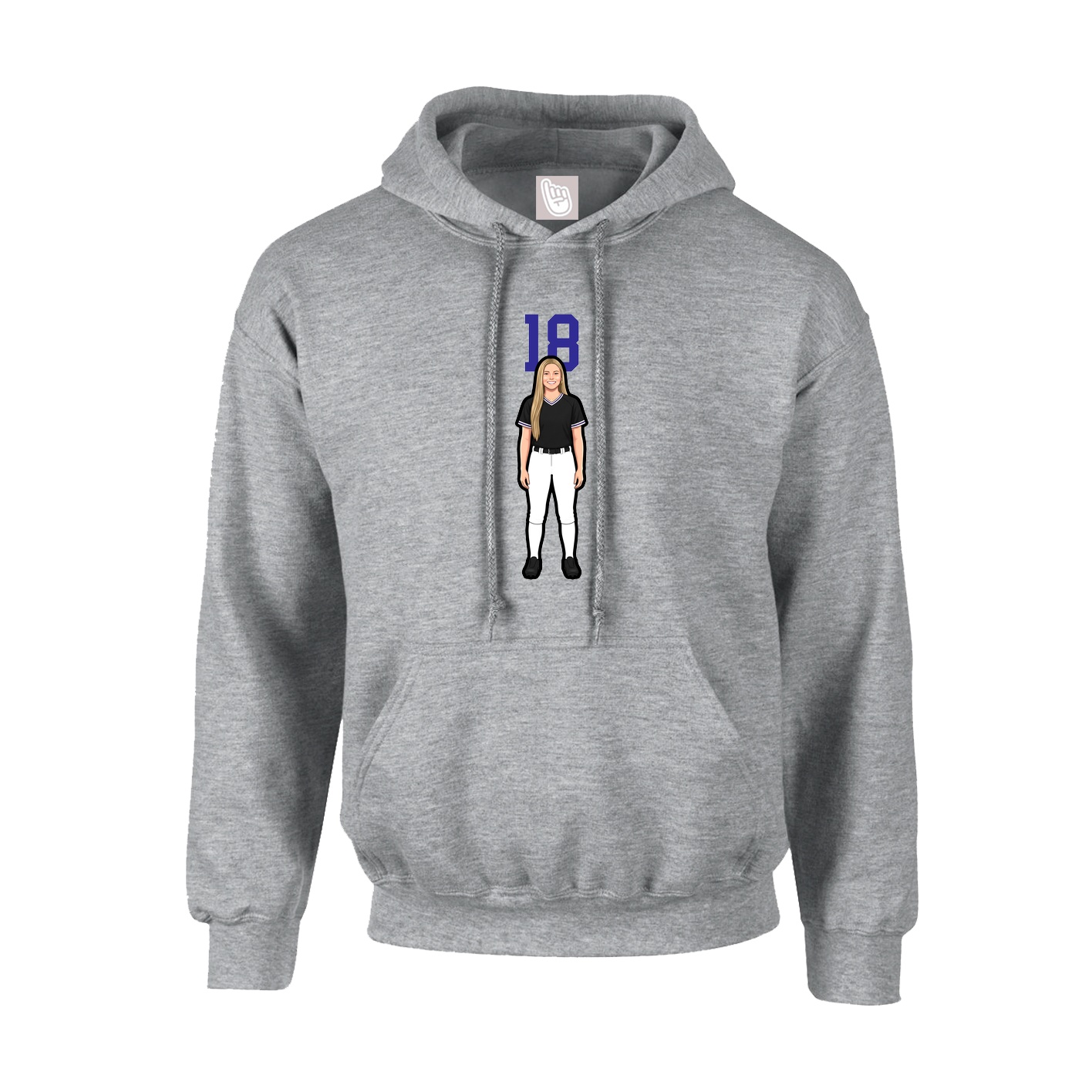 Hoodie — Number Top in Grey