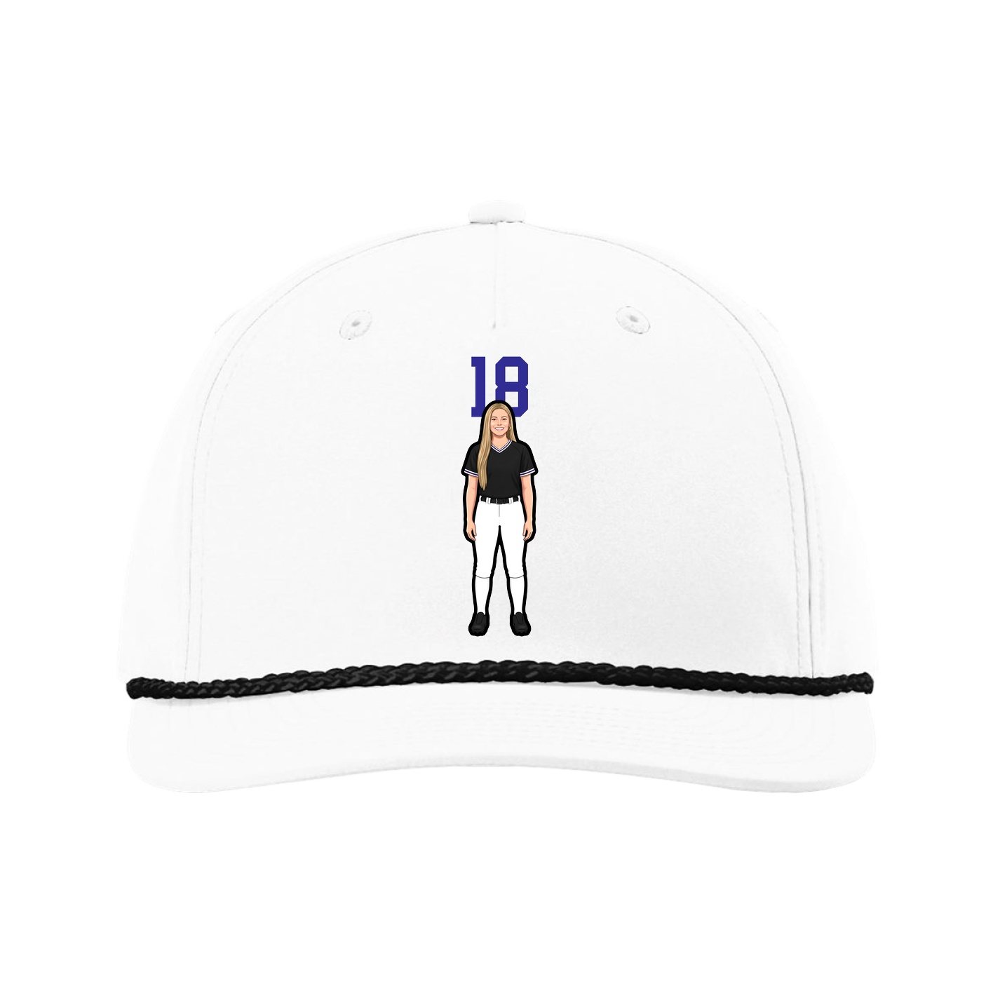 Five-Panel Classic Rope Cap — Number Top in White