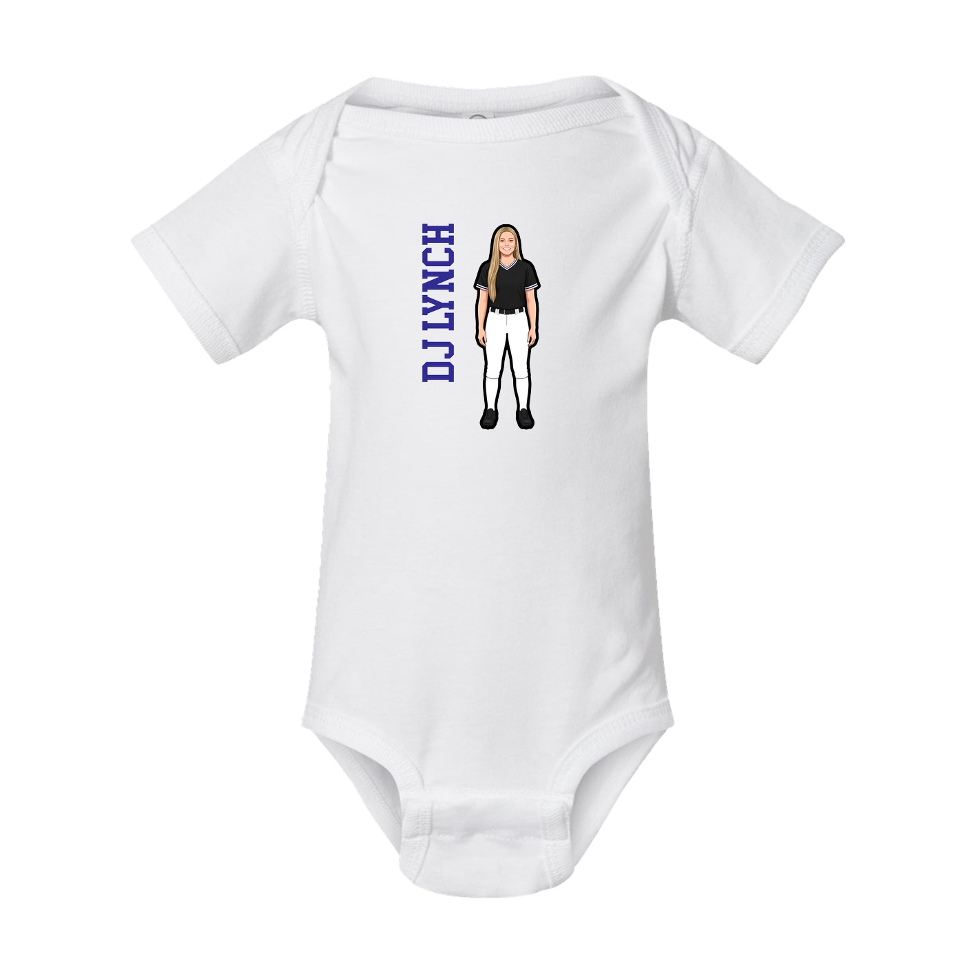 Baby Onesie — Name Vertical in White