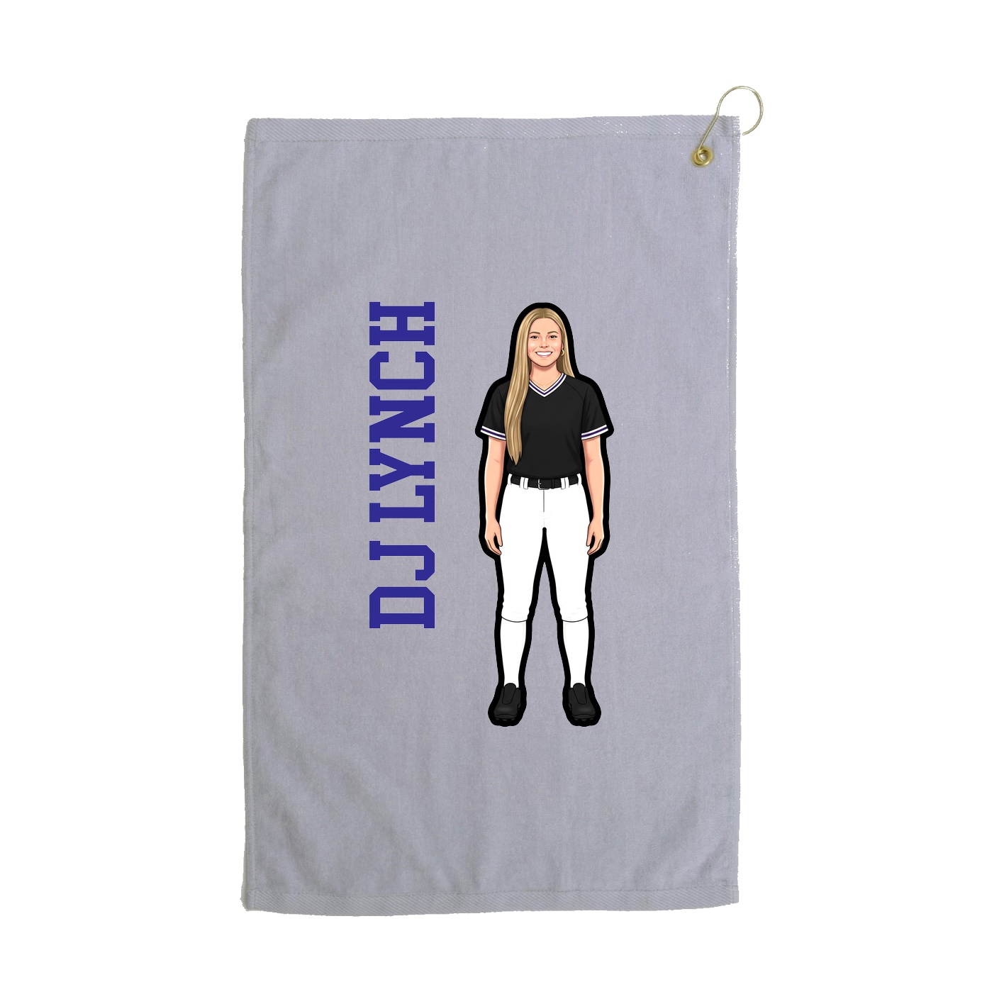 Golf Towel — Name Vertical in Grey