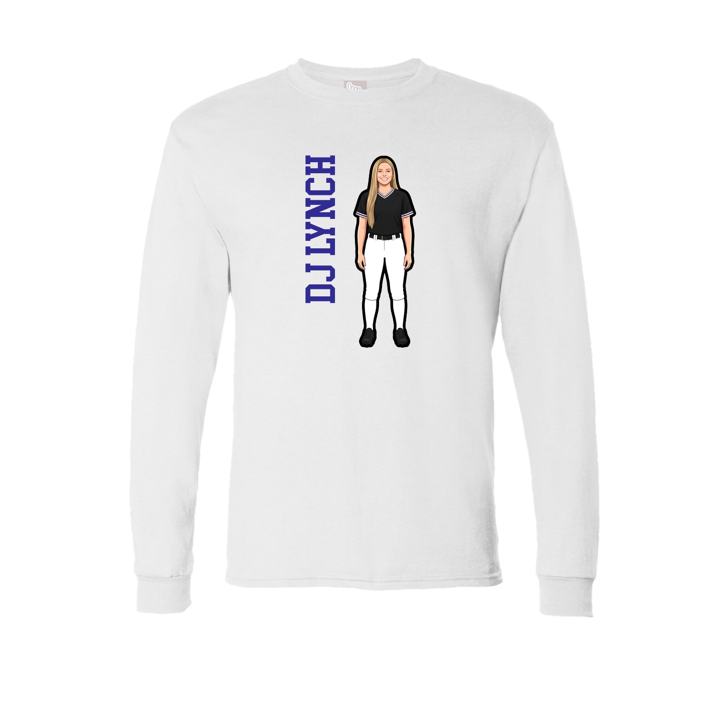 Long Sleeve Tee — Name Vertical in White