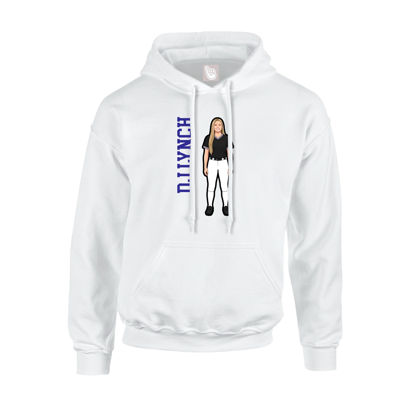 Youth Hoodie — Name Vertical in White