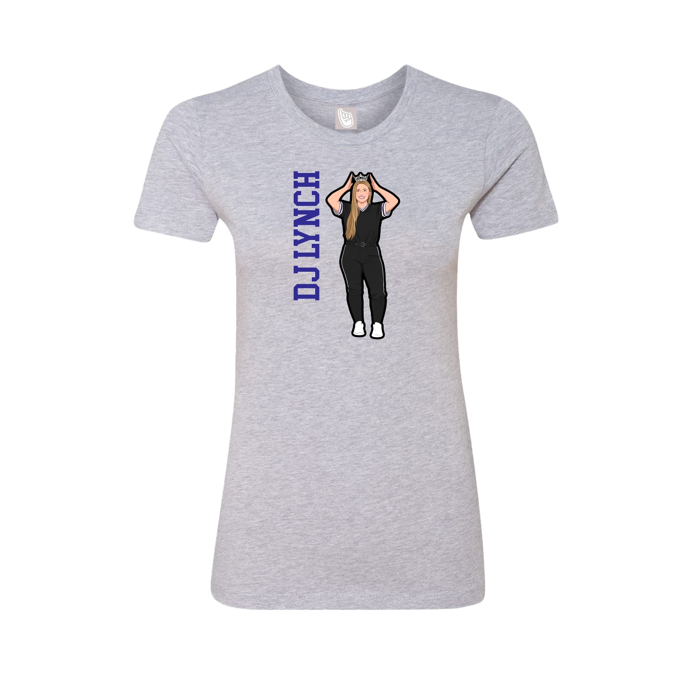 Womens Tee — Name Vertical in Grey