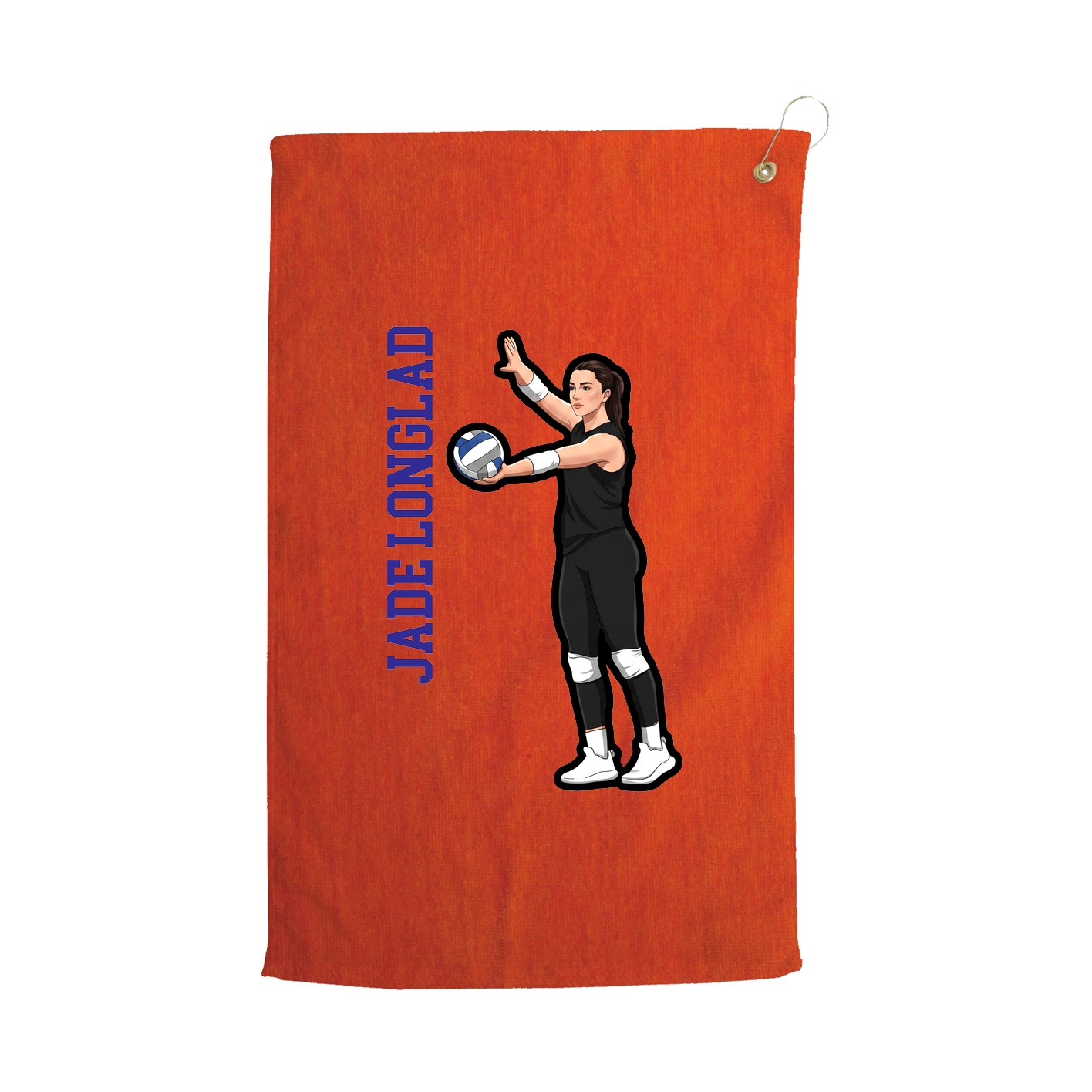 Golf Towel — Name Vertical in Orange