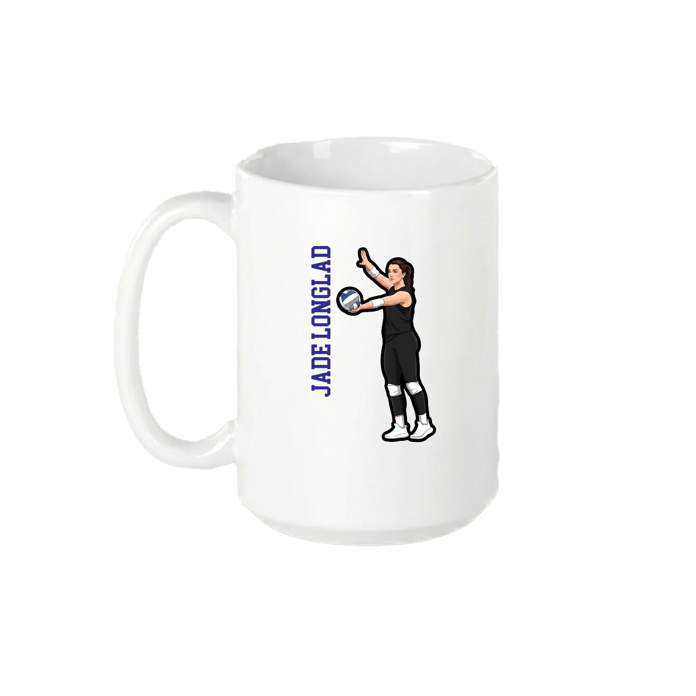 15oz Coffee Mug — Name Vertical in White
