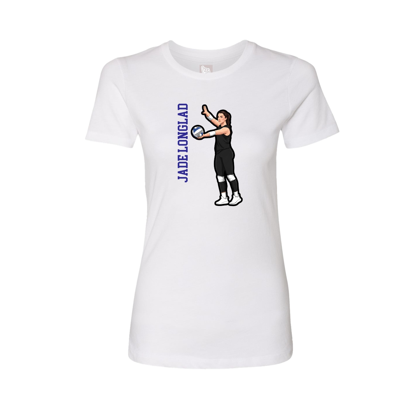 Womens Tee — Name Vertical in White