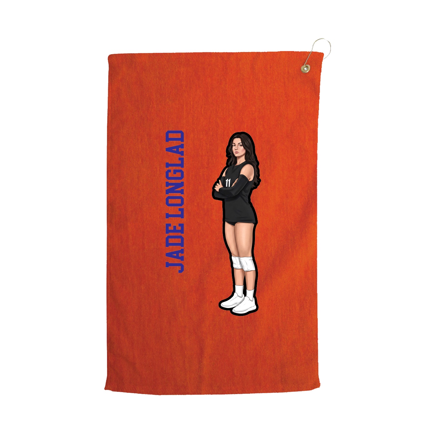 Golf Towel — Name Vertical in Orange