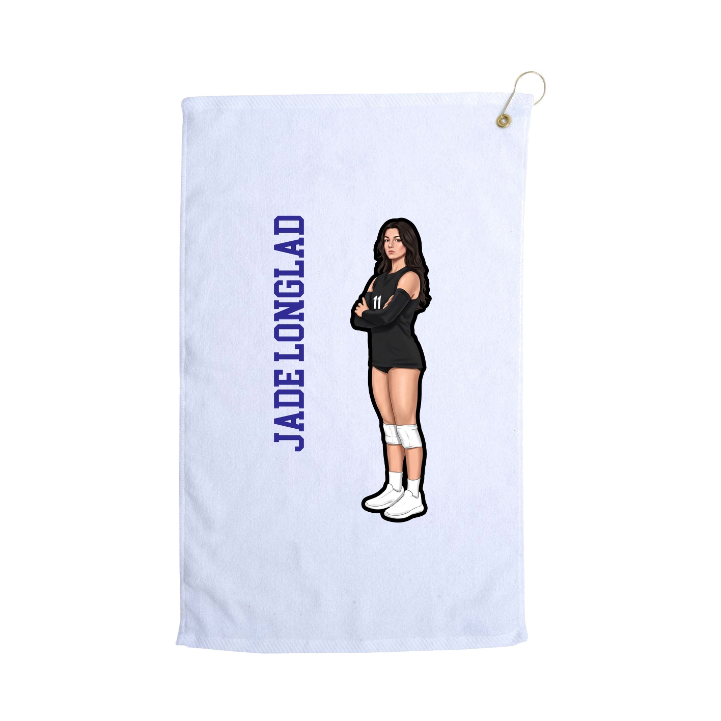 Golf Towel — Name Vertical in White