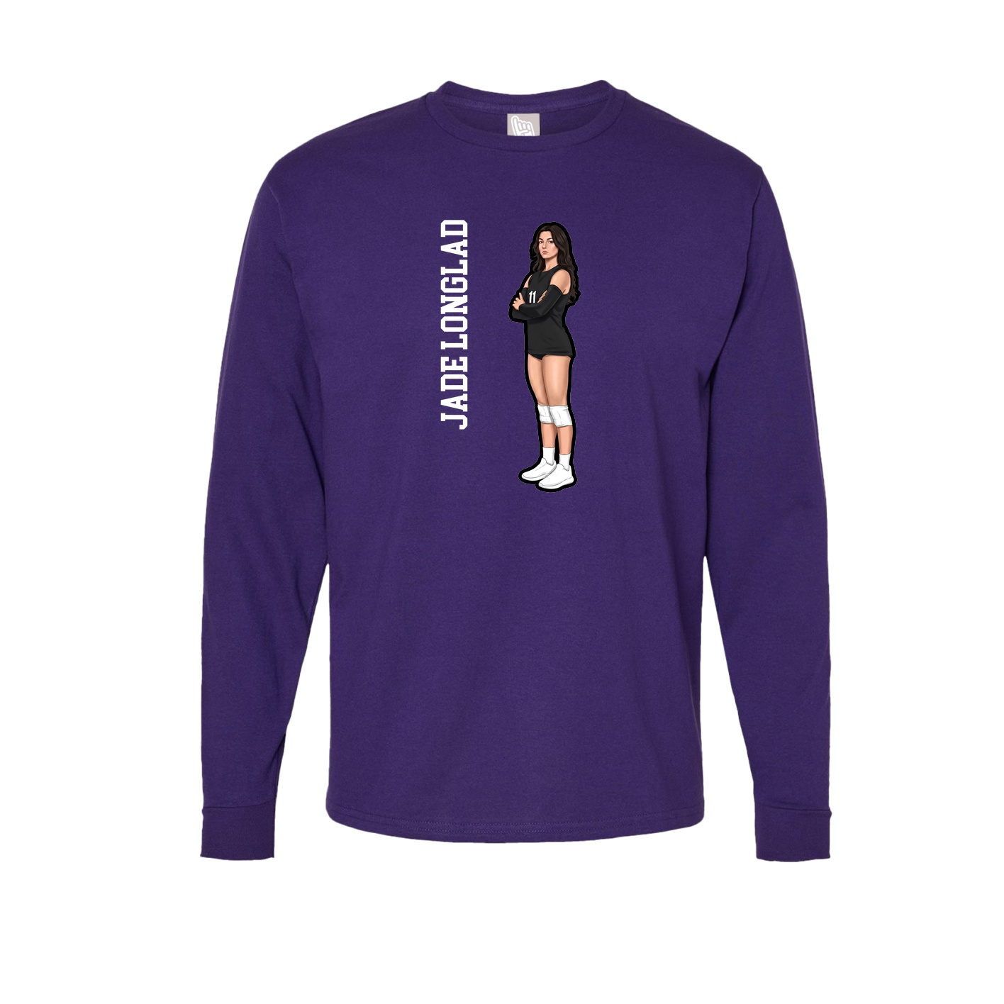 Long Sleeve Tee — Name Vertical in Purple
