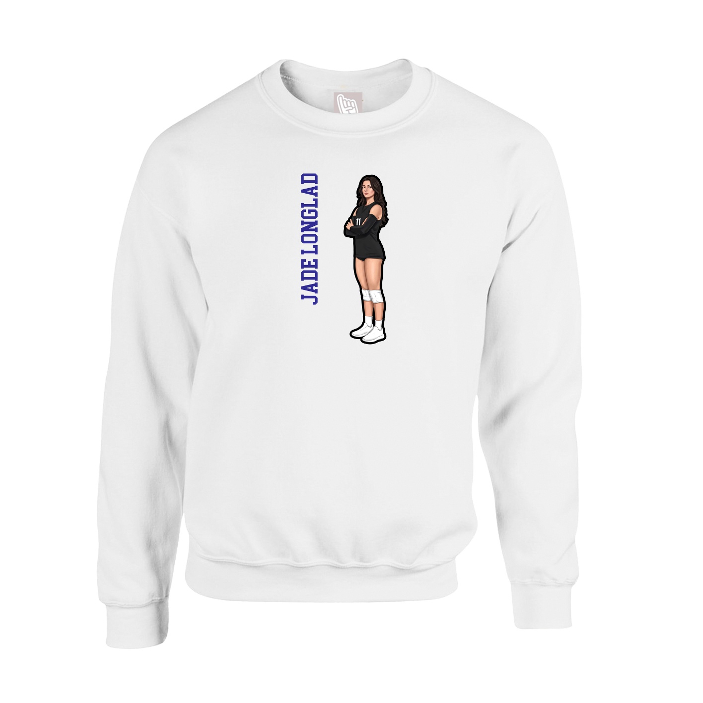 Fleece Crew — Name Vertical in White