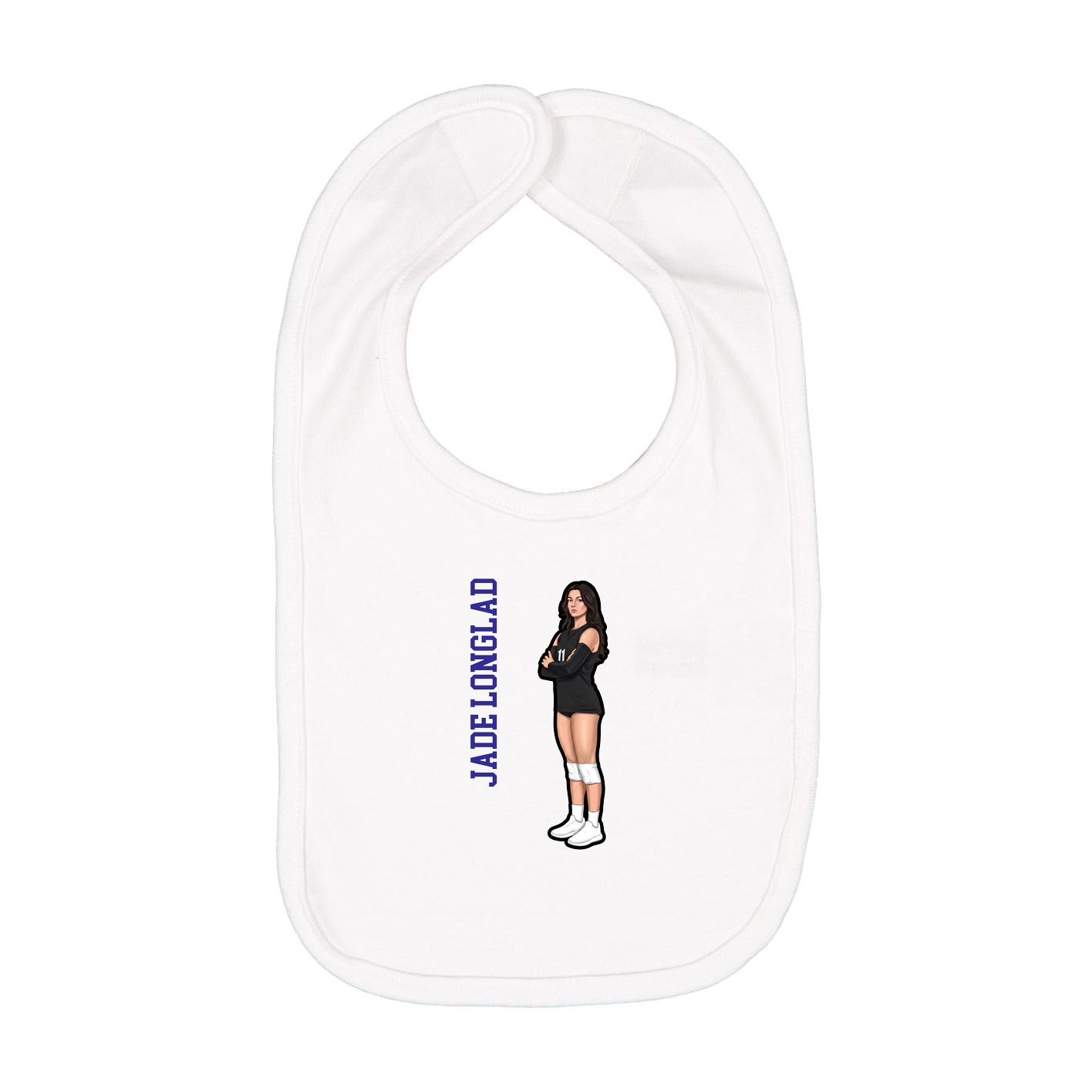 Infant Bib — Name Vertical in White