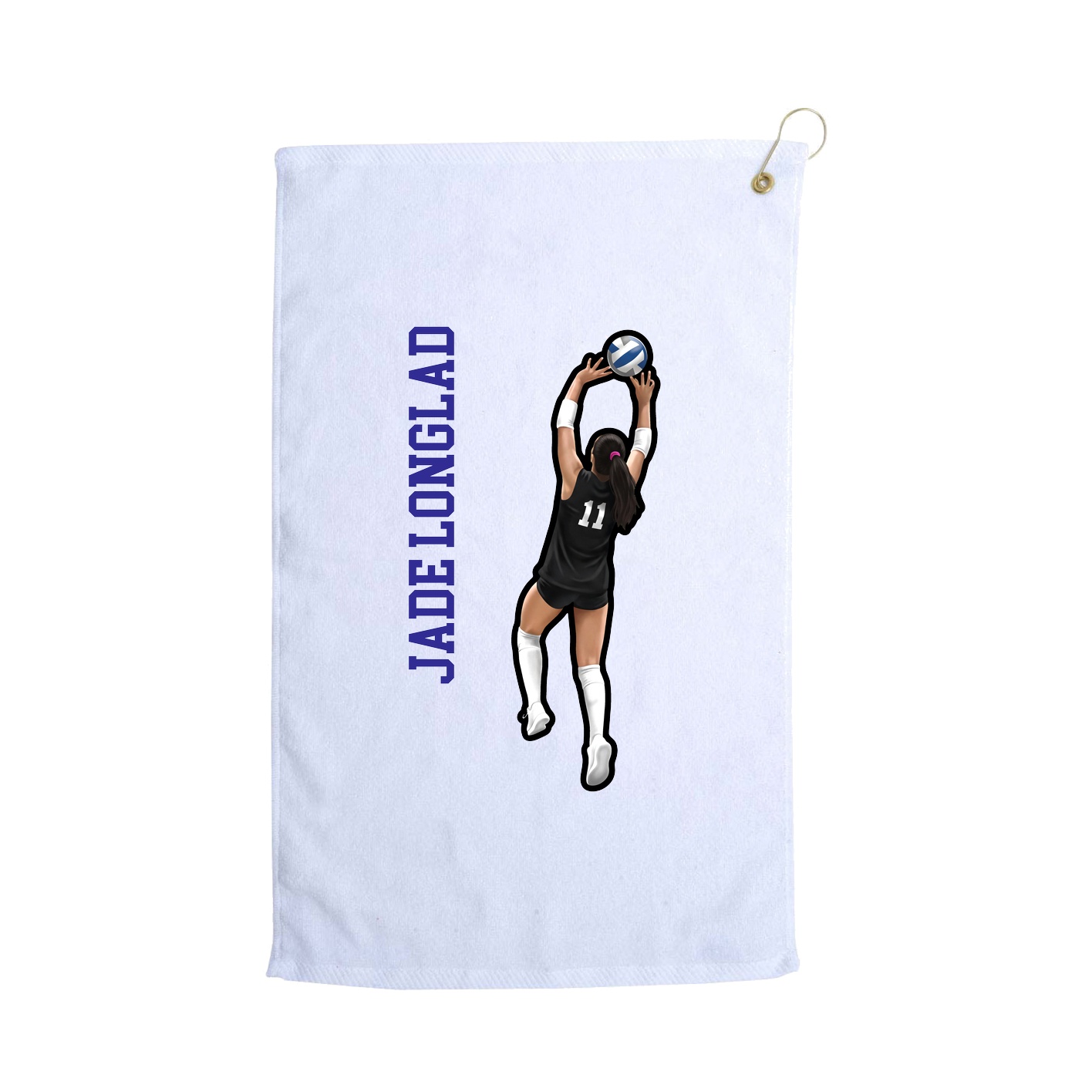 Golf Towel — Name Vertical in White