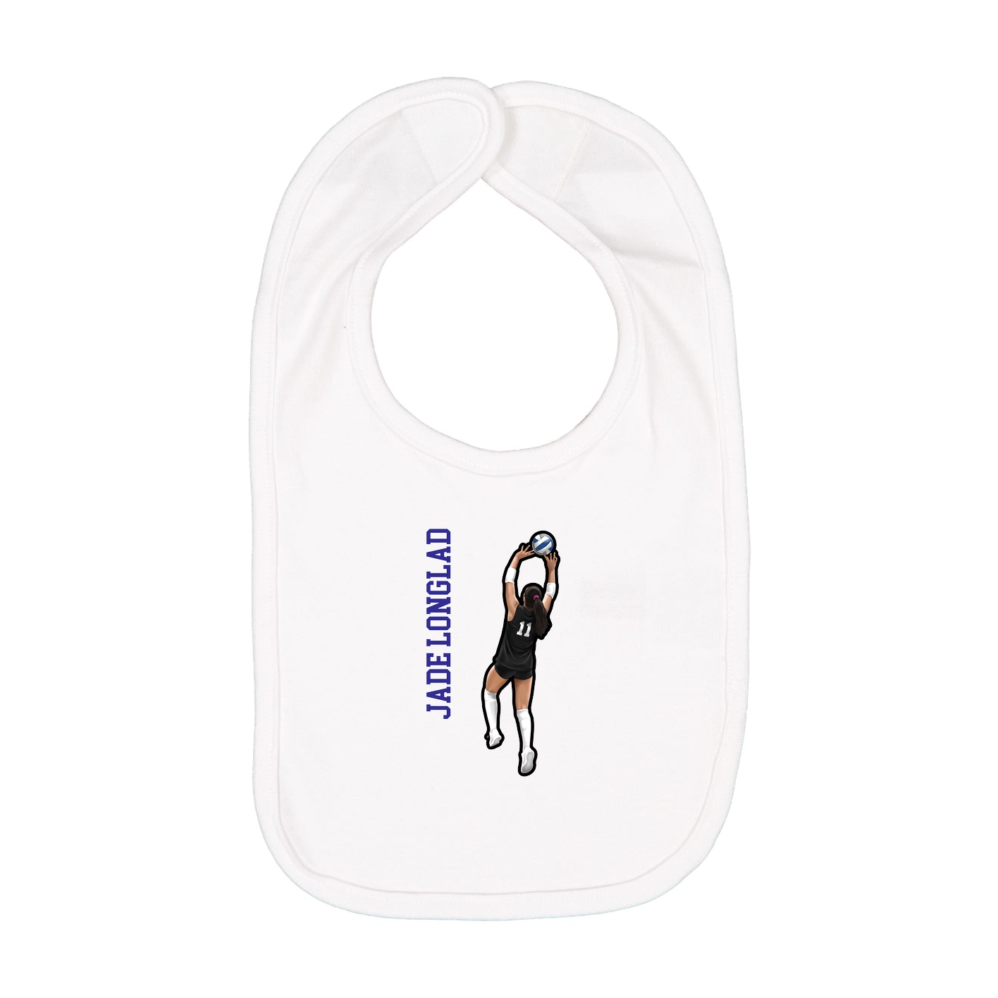 Infant Bib — Name Vertical in White