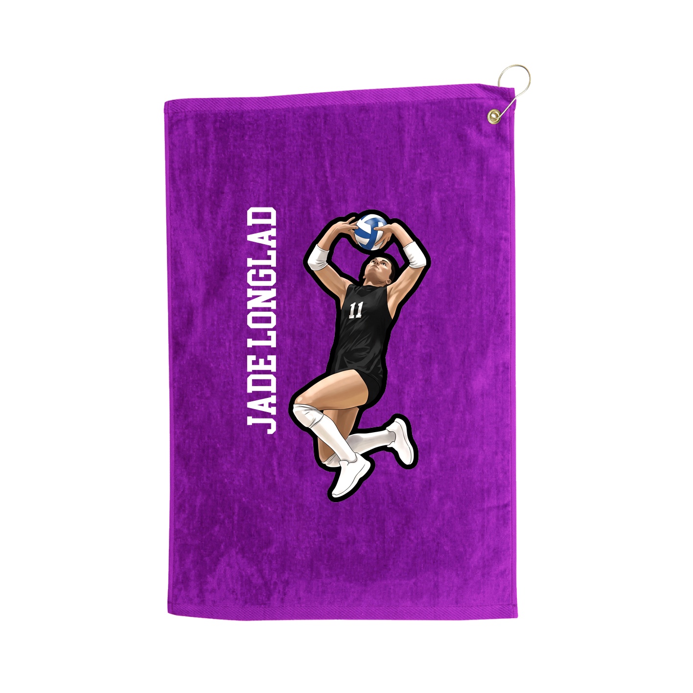 Golf Towel — Name Vertical in Purple