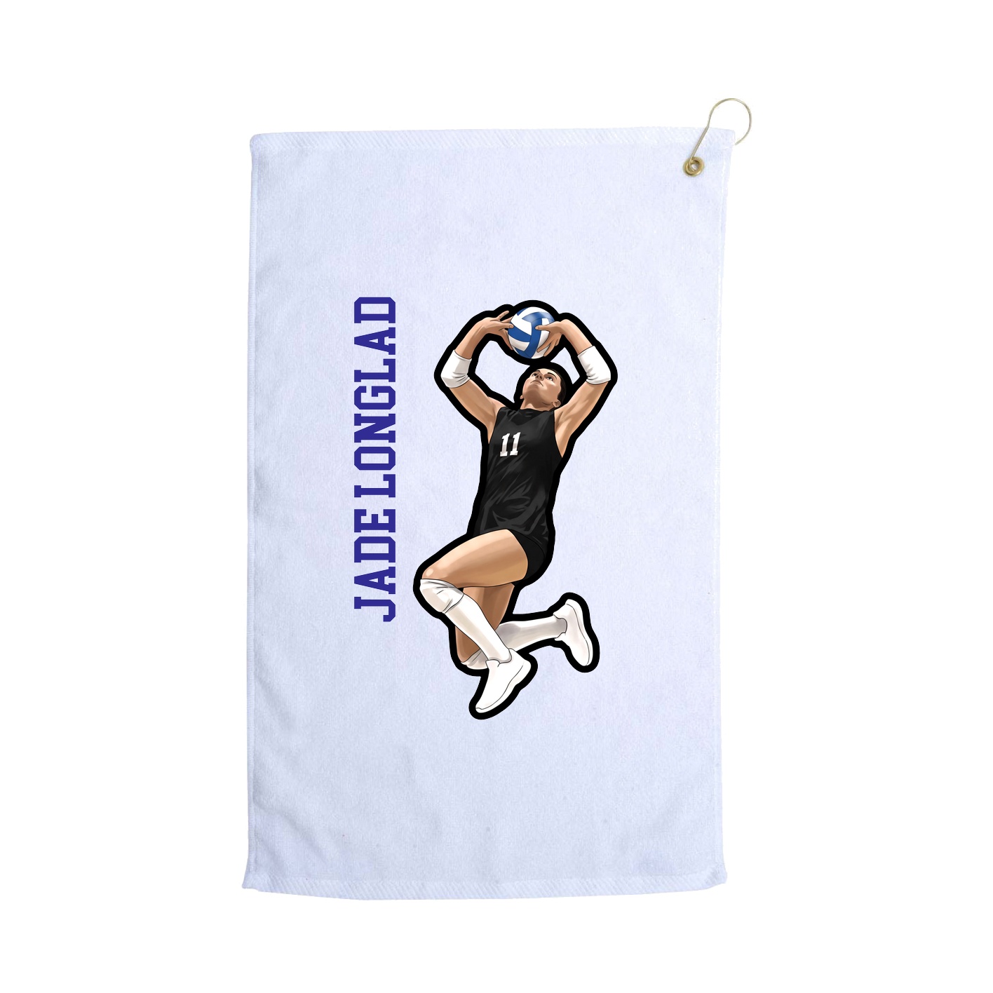 Golf Towel — Name Vertical in White