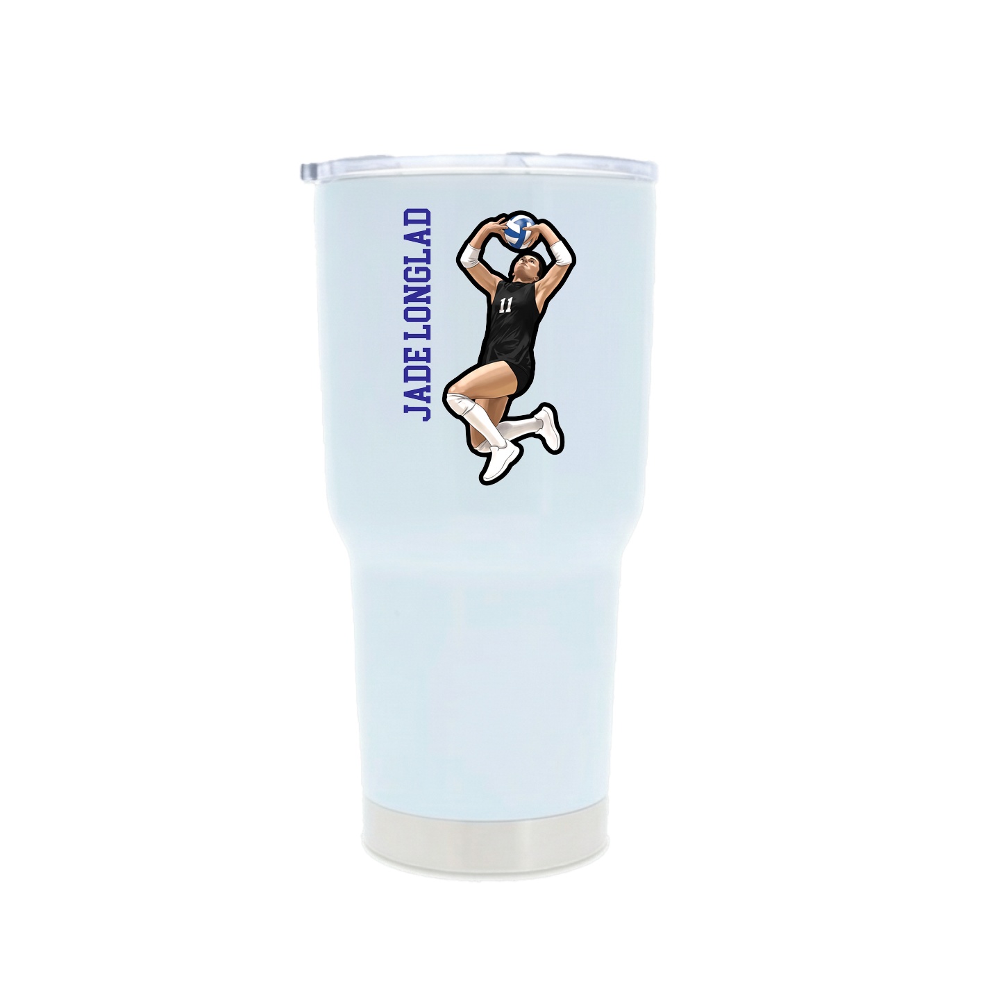 30oz Stainless Steel Tumbler — Name Vertical in White