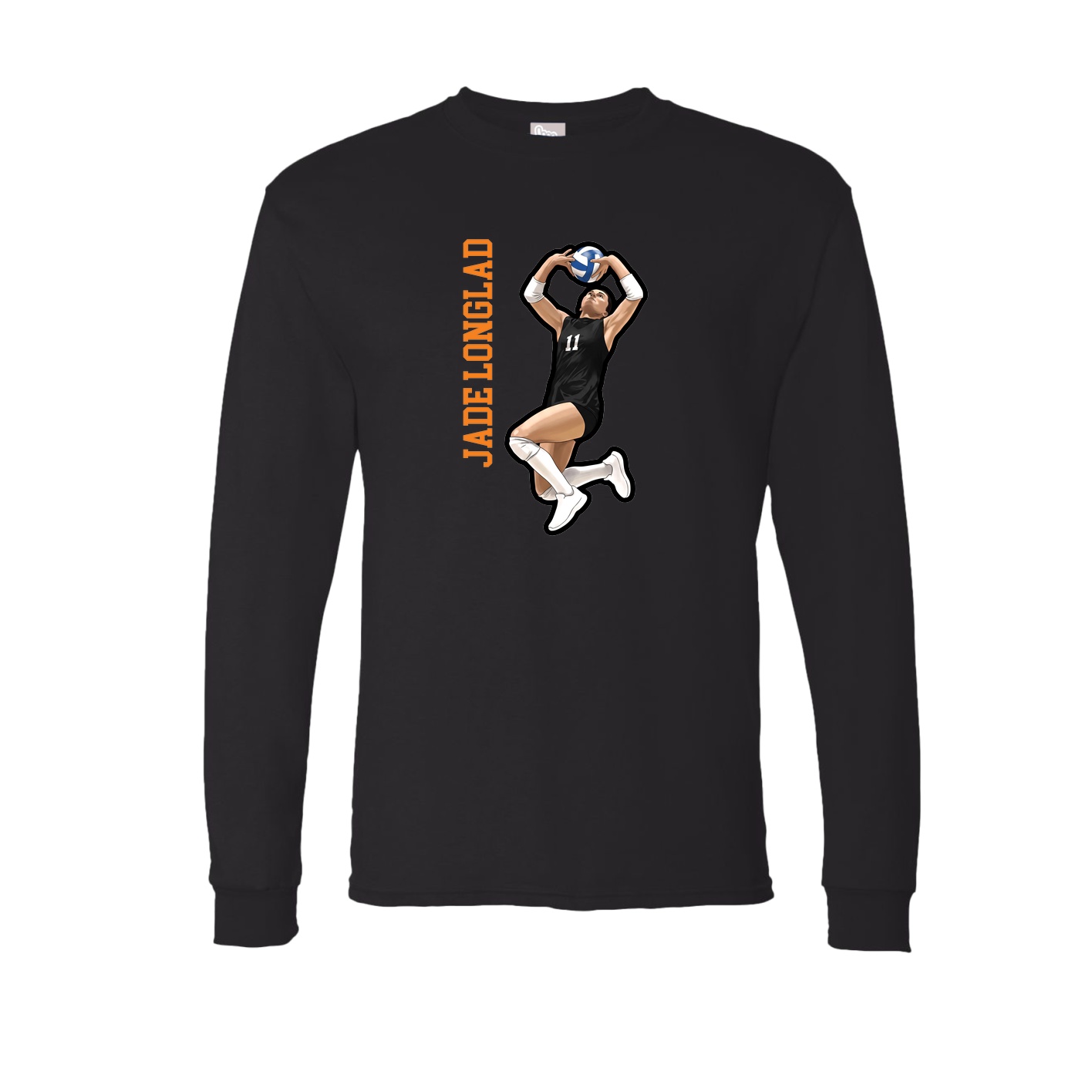 Long Sleeve Tee — Name Vertical in Black