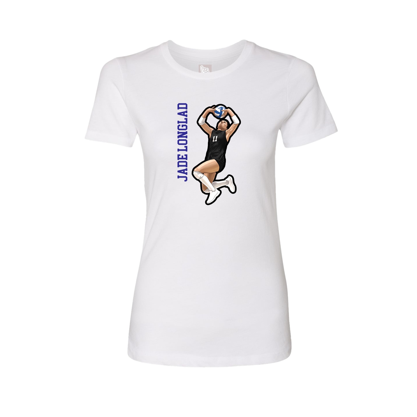 Womens Tee — Name Vertical in White