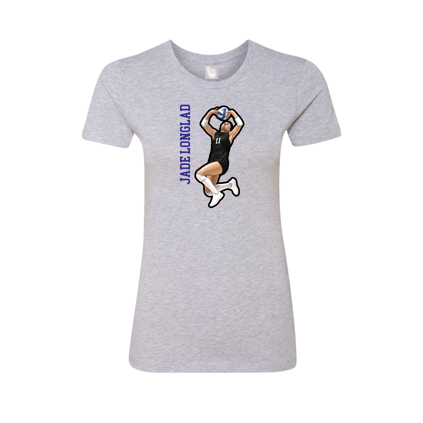 Fitted Women's Tee — Name Vertical in Grey