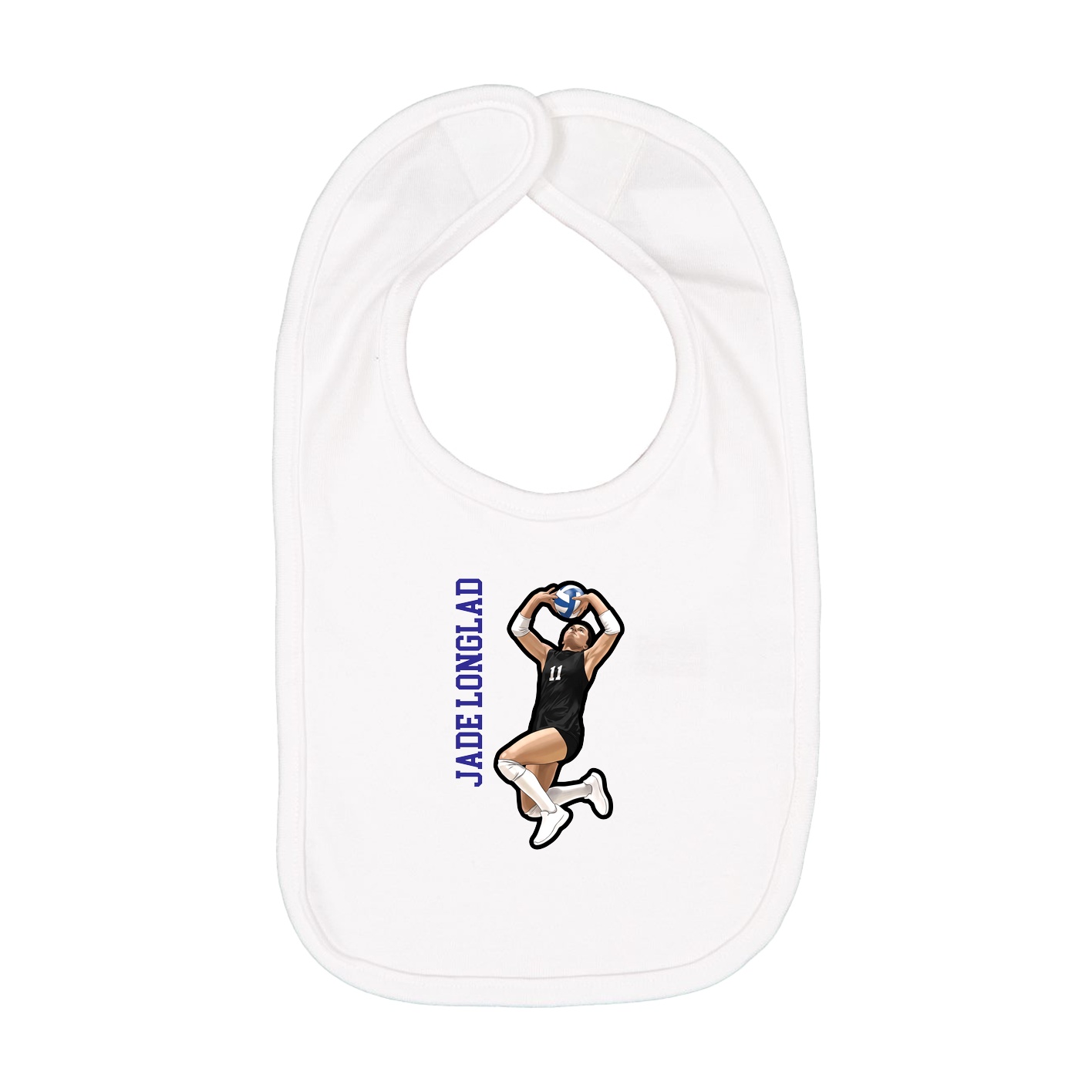 Infant Bib — Name Vertical in White