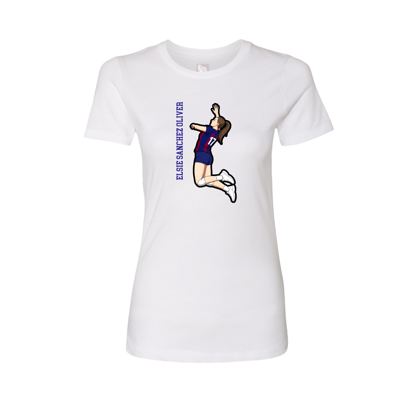 Fitted Women's Tee — Name Vertical in White