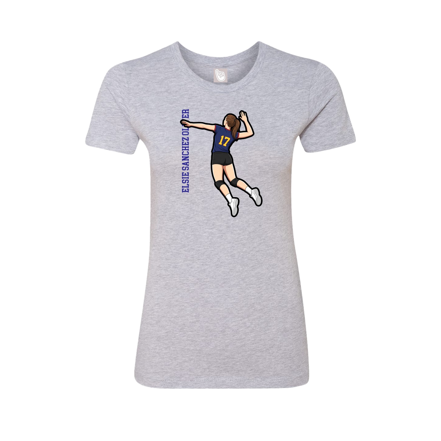 Fitted Women's Tee — Name Vertical in Grey