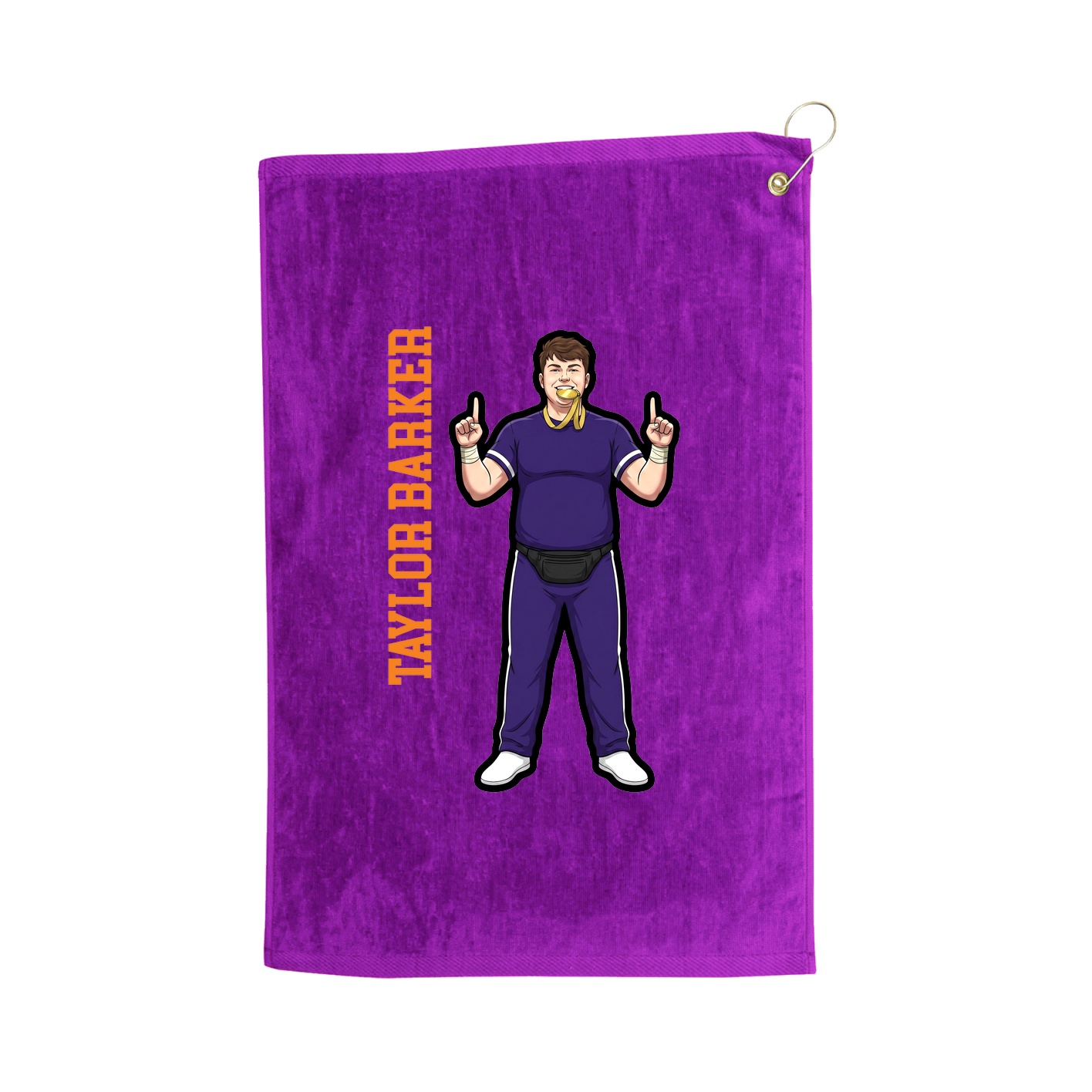Golf Towel — Name Vertical in Purple