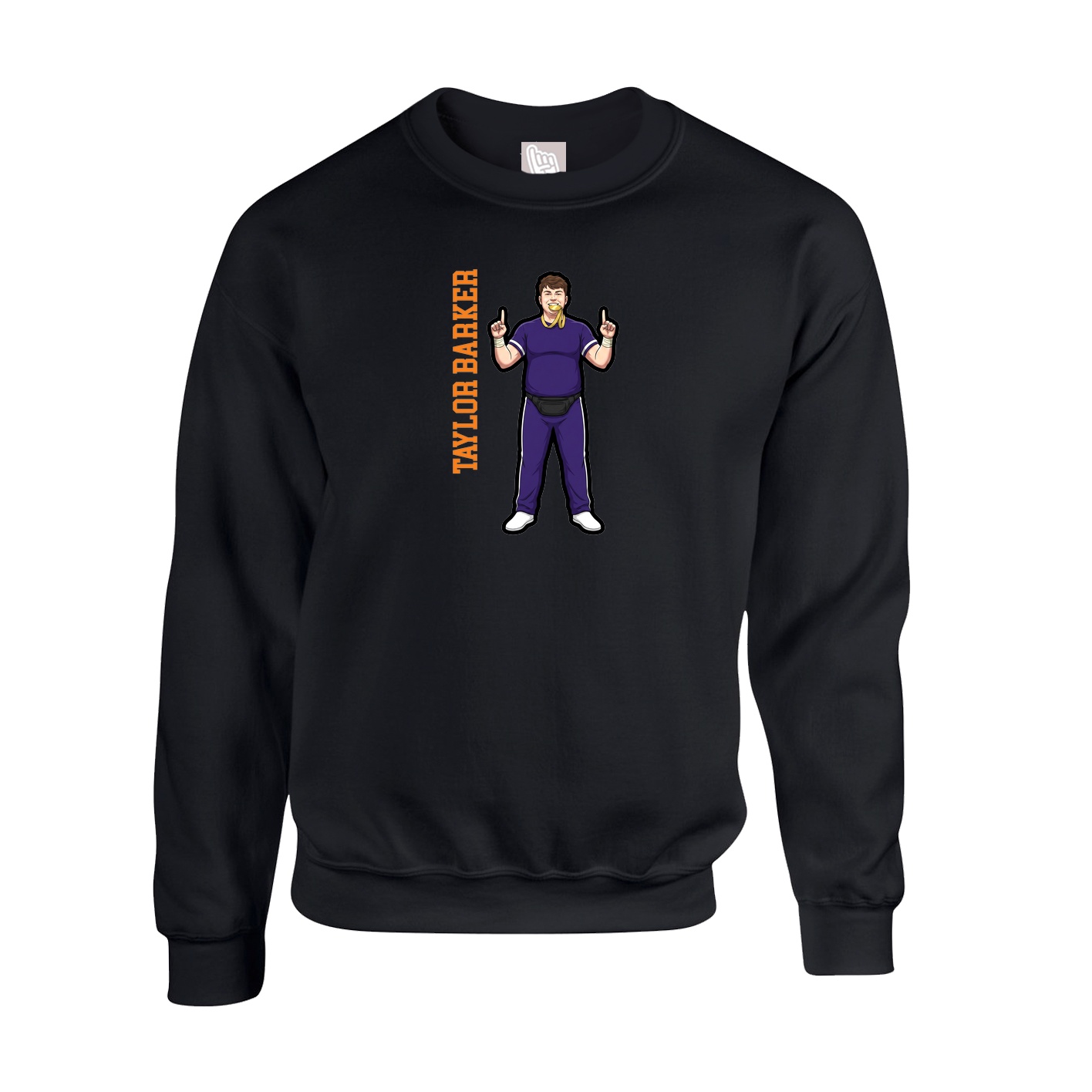 Fleece Crew — Name Vertical in Black