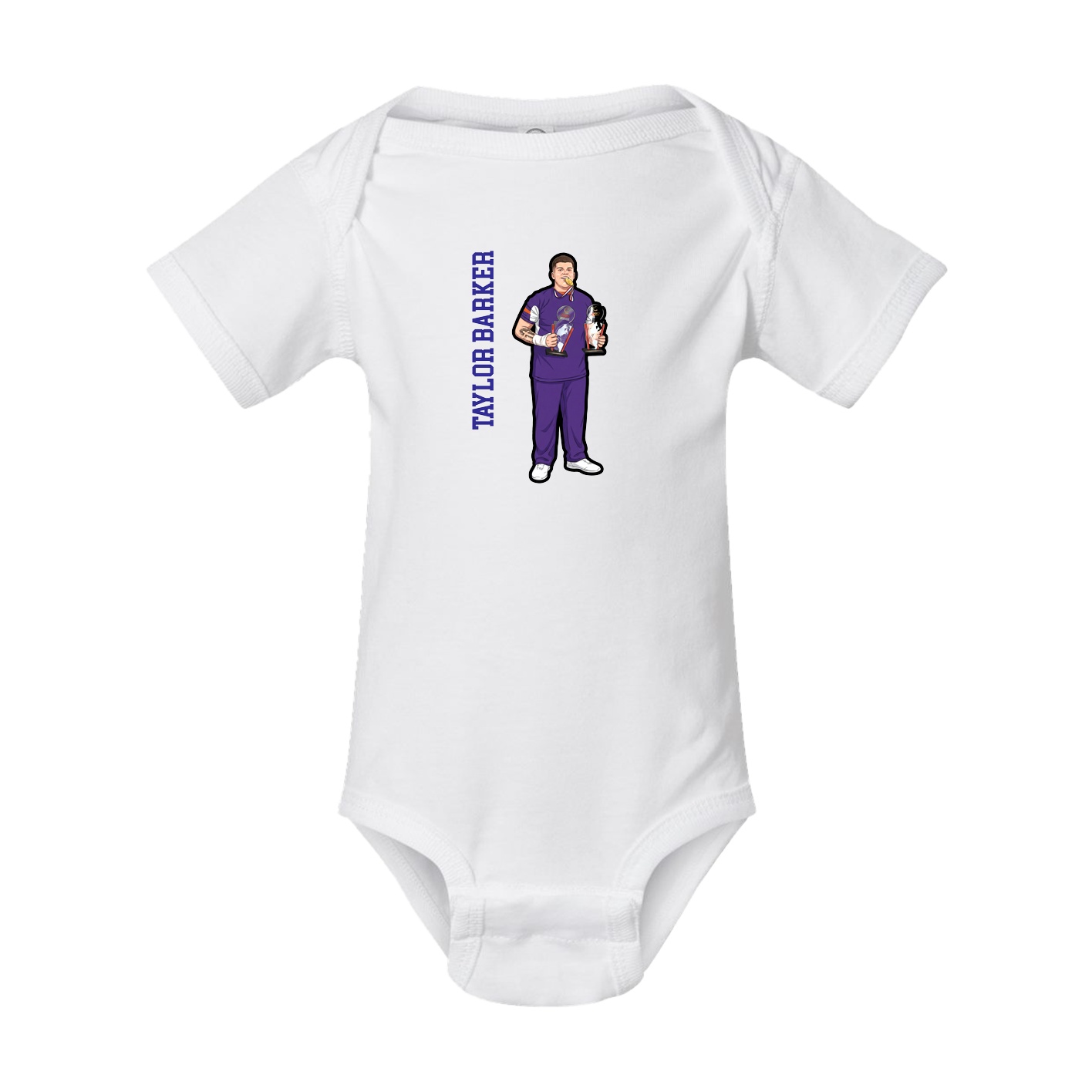 Baby Onesie — Name Vertical in White