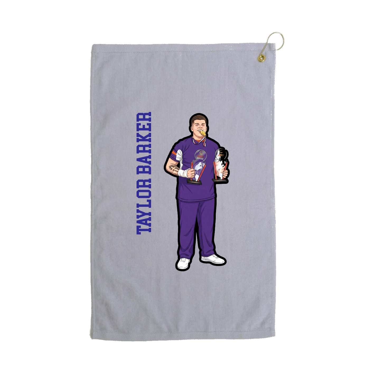 Golf Towel — Name Vertical in Grey