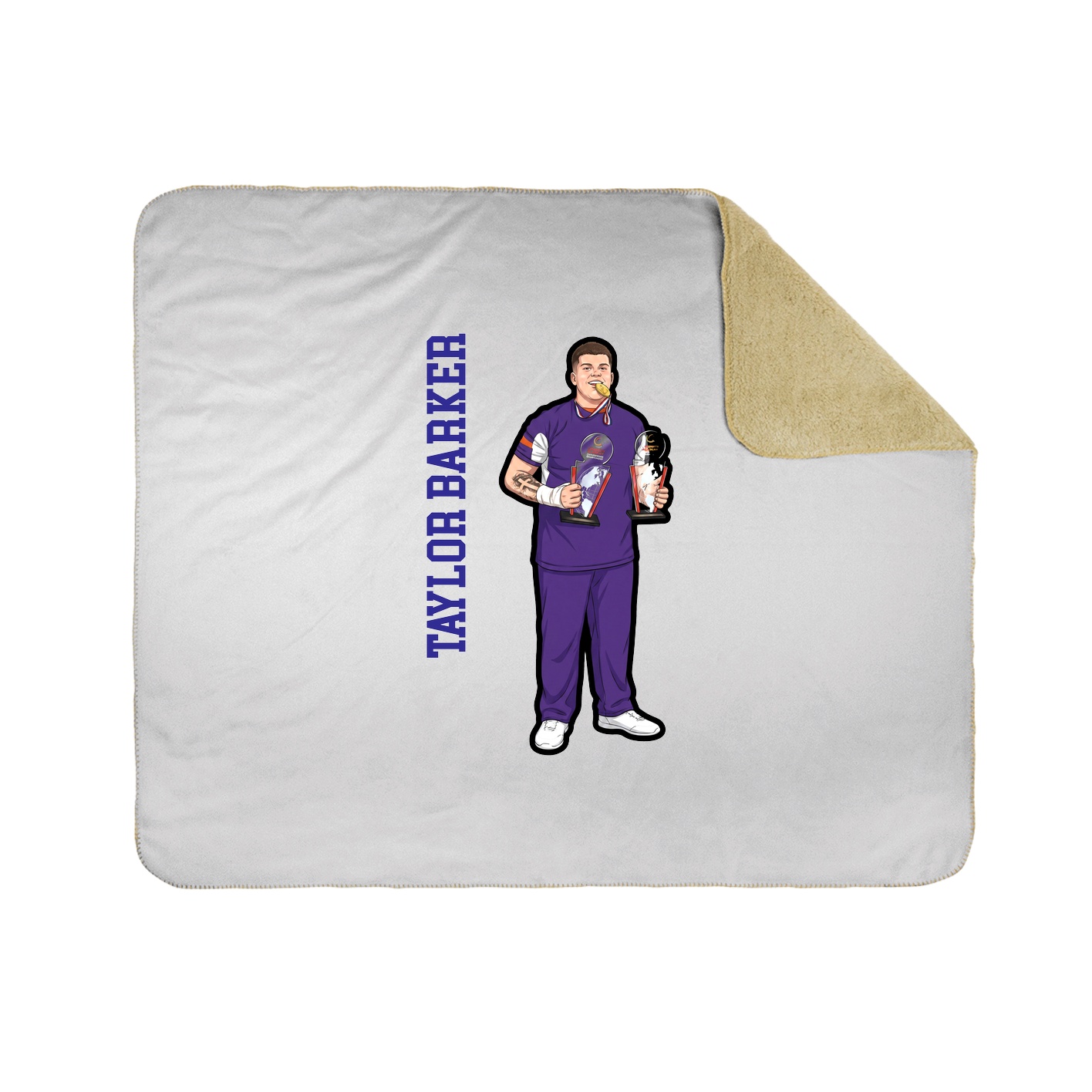 Throw Blanket — Name Vertical in White