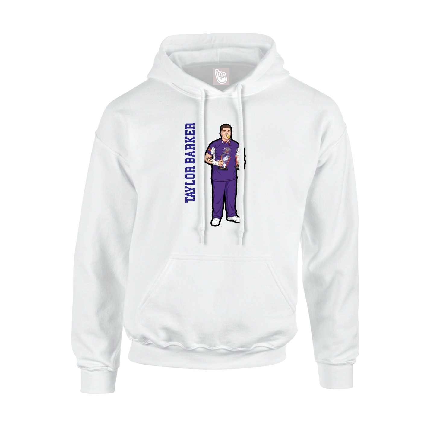Youth Hoodie — Name Vertical in White