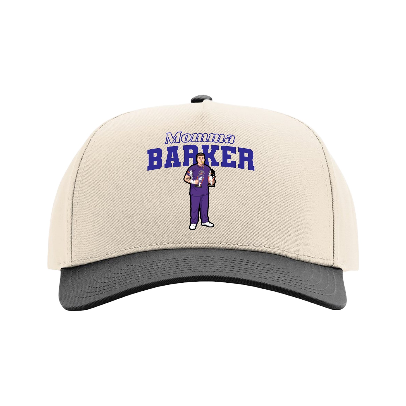 Full Fabric Five-Panel Champ Cap — Mothers Day Block in Cream/Black