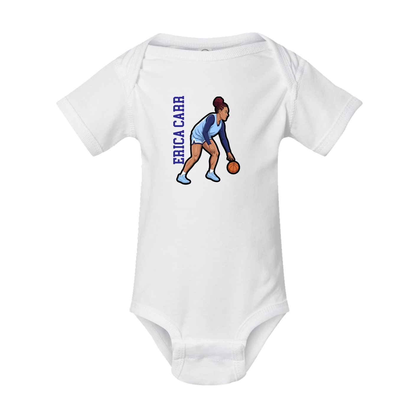 Baby Onesie — Name Vertical in White