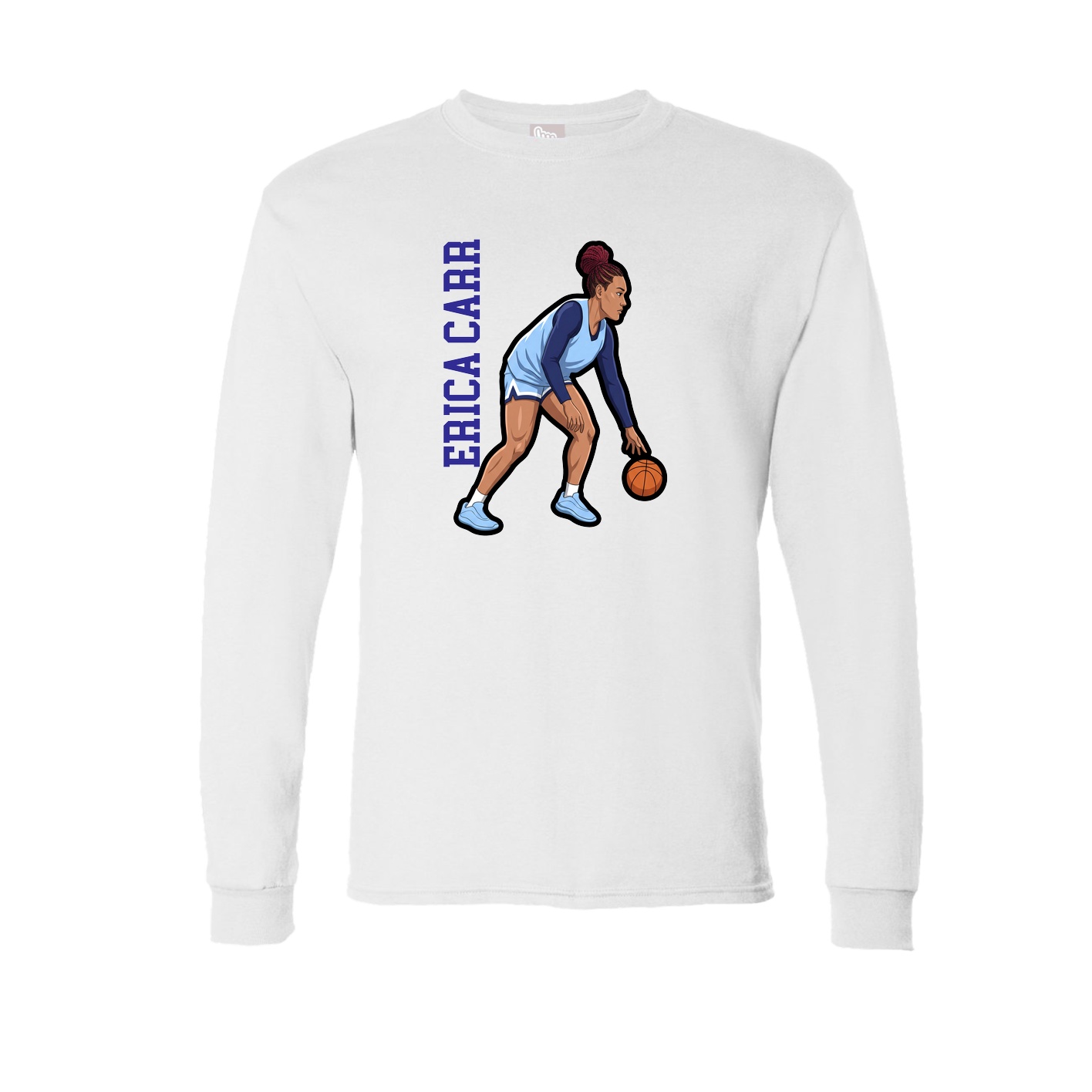Long Sleeve Tee — Name Vertical in White