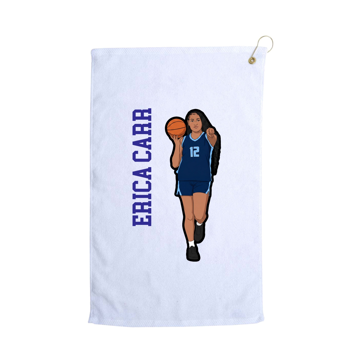 Golf Towel — Name Vertical in White