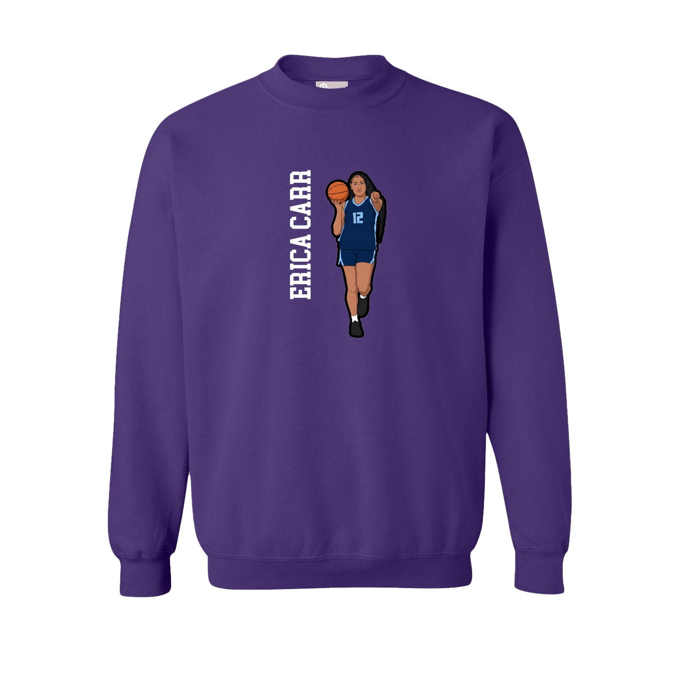 Fleece Crew — Name Vertical in Purple