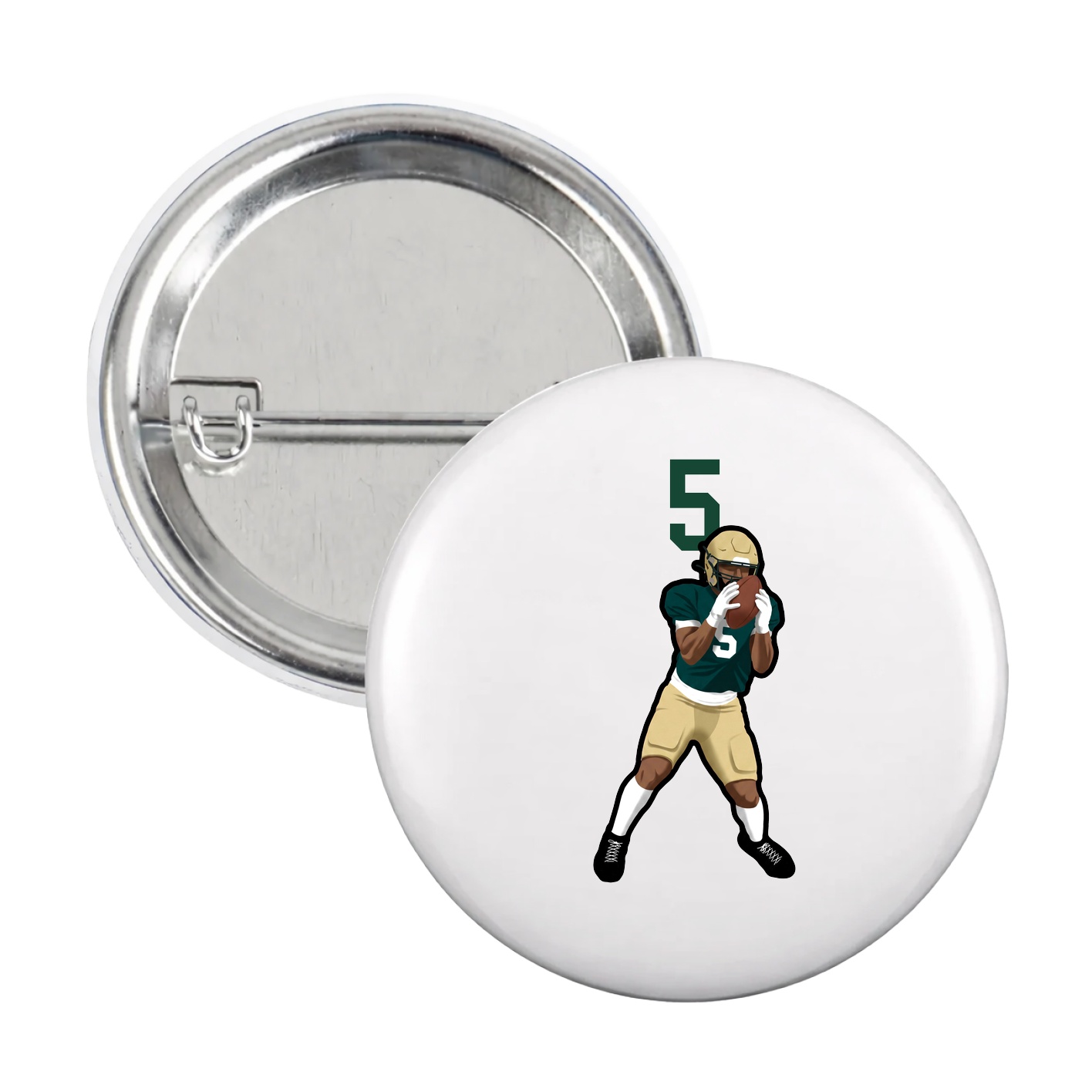 Game Day Button — Number Top in White
