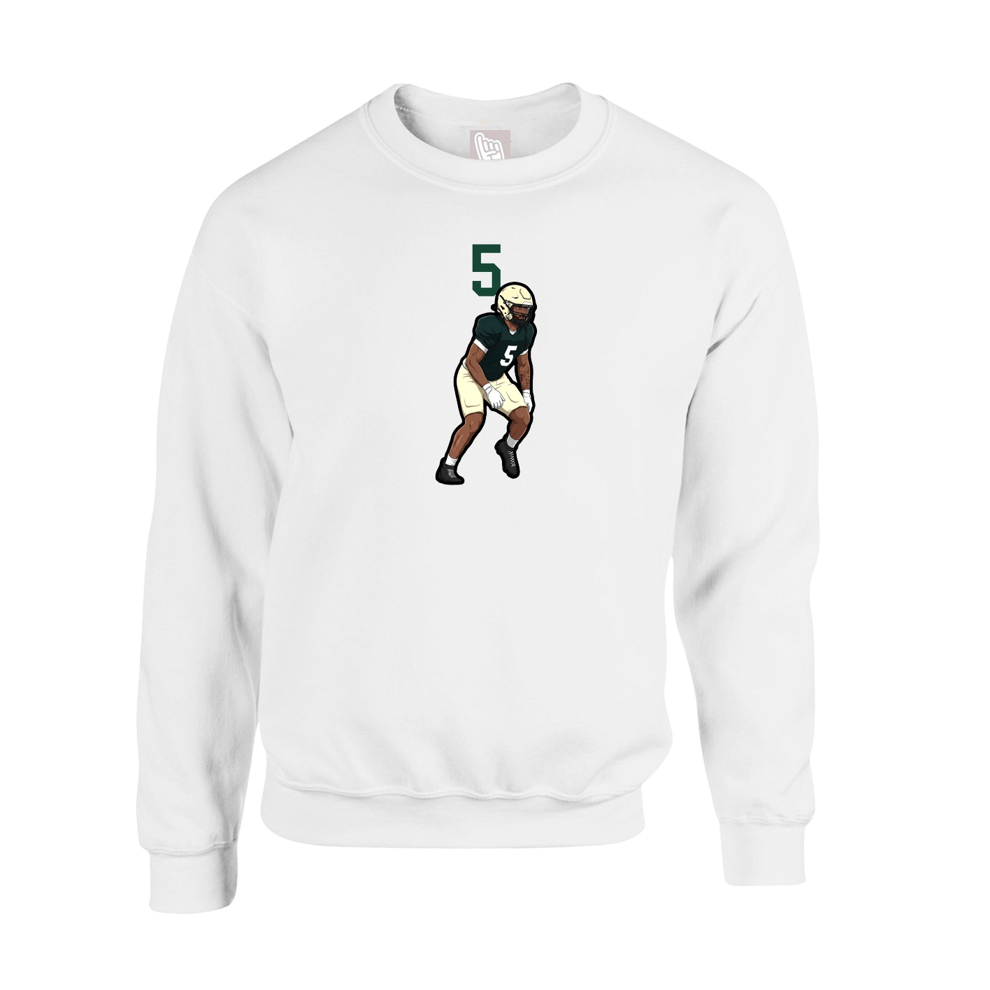 Fleece Crew — Number Top in White